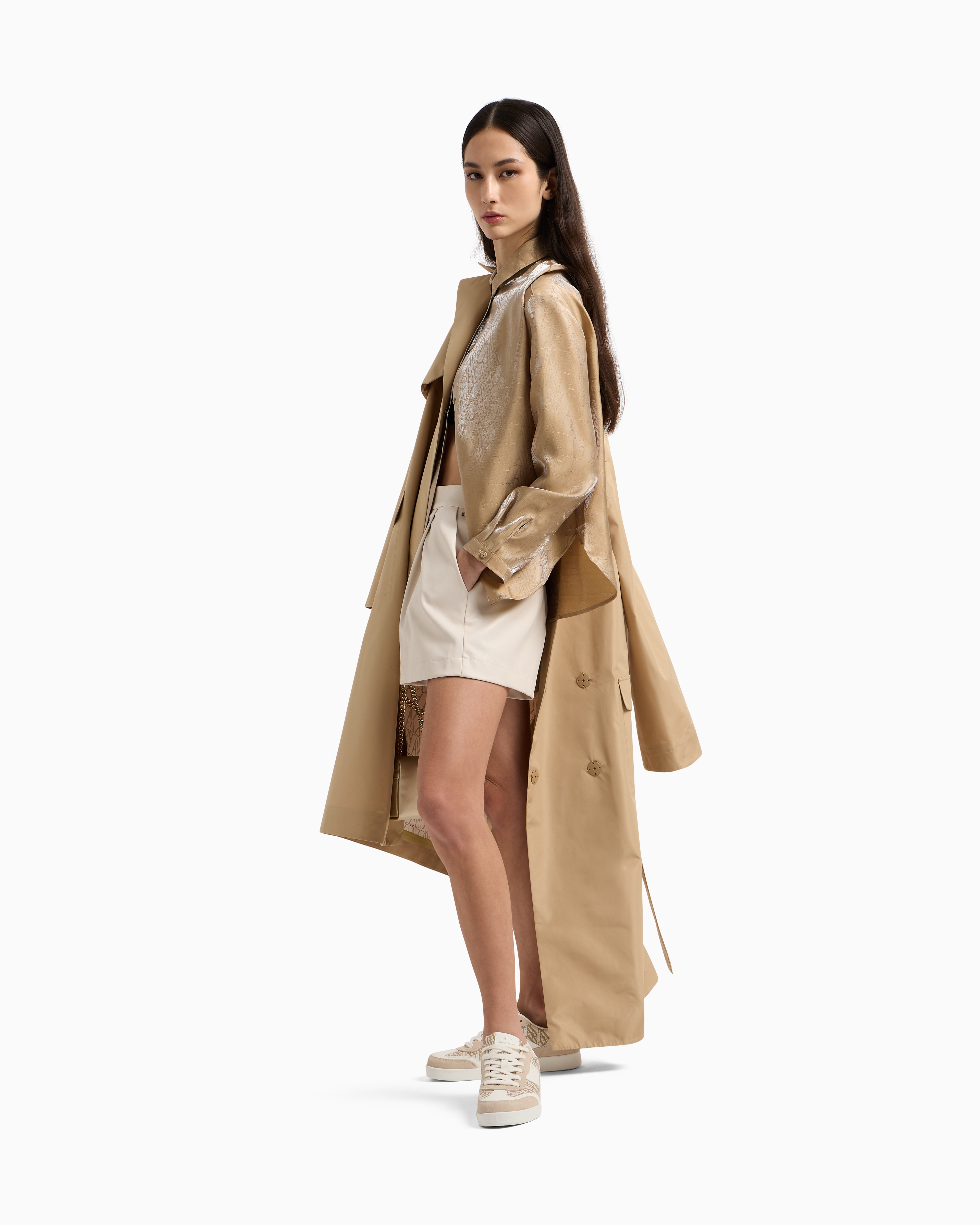 Armani Exchange Trench Coats In Camel