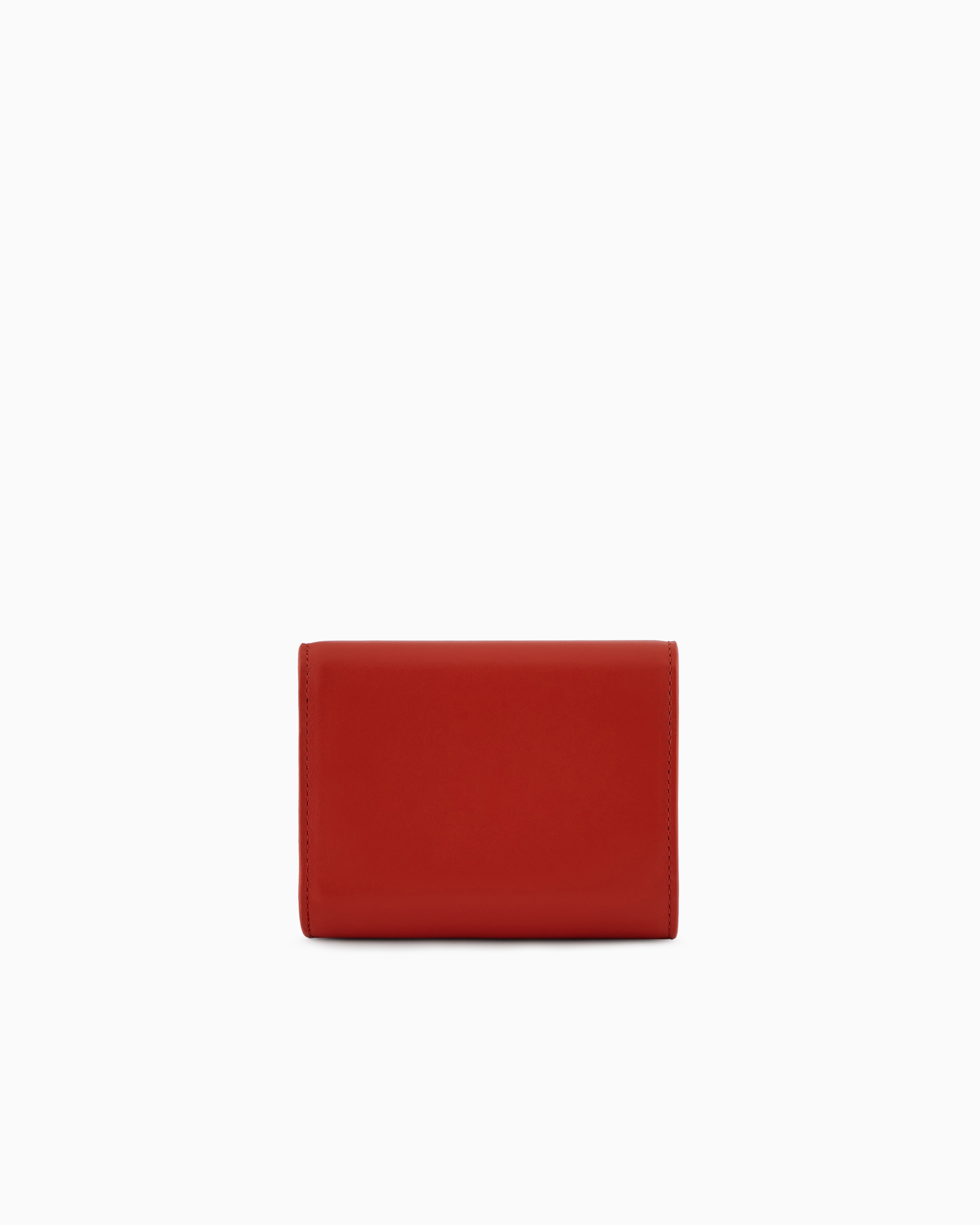 Giorgio Armani Leather Trifold Wallet In Orange