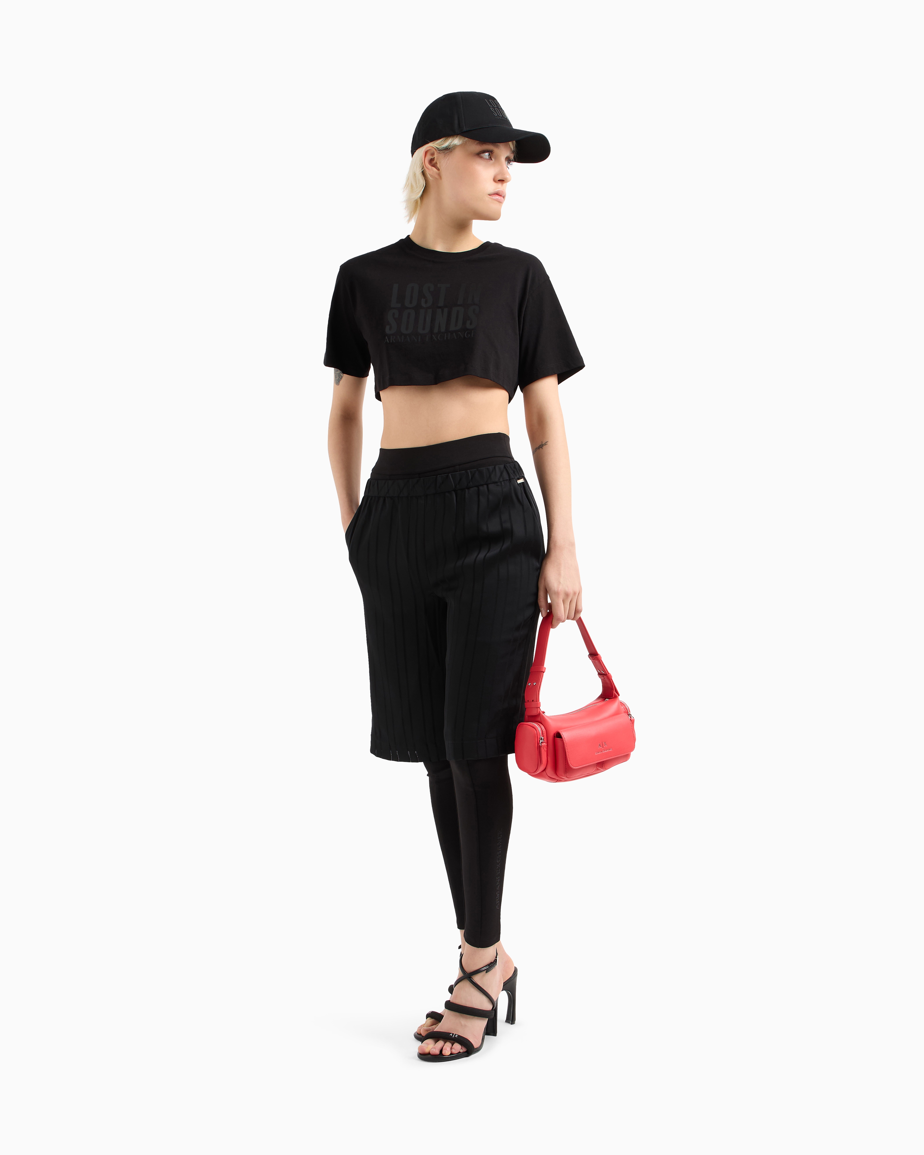 Armani Exchange Cropped T-shirts In Black