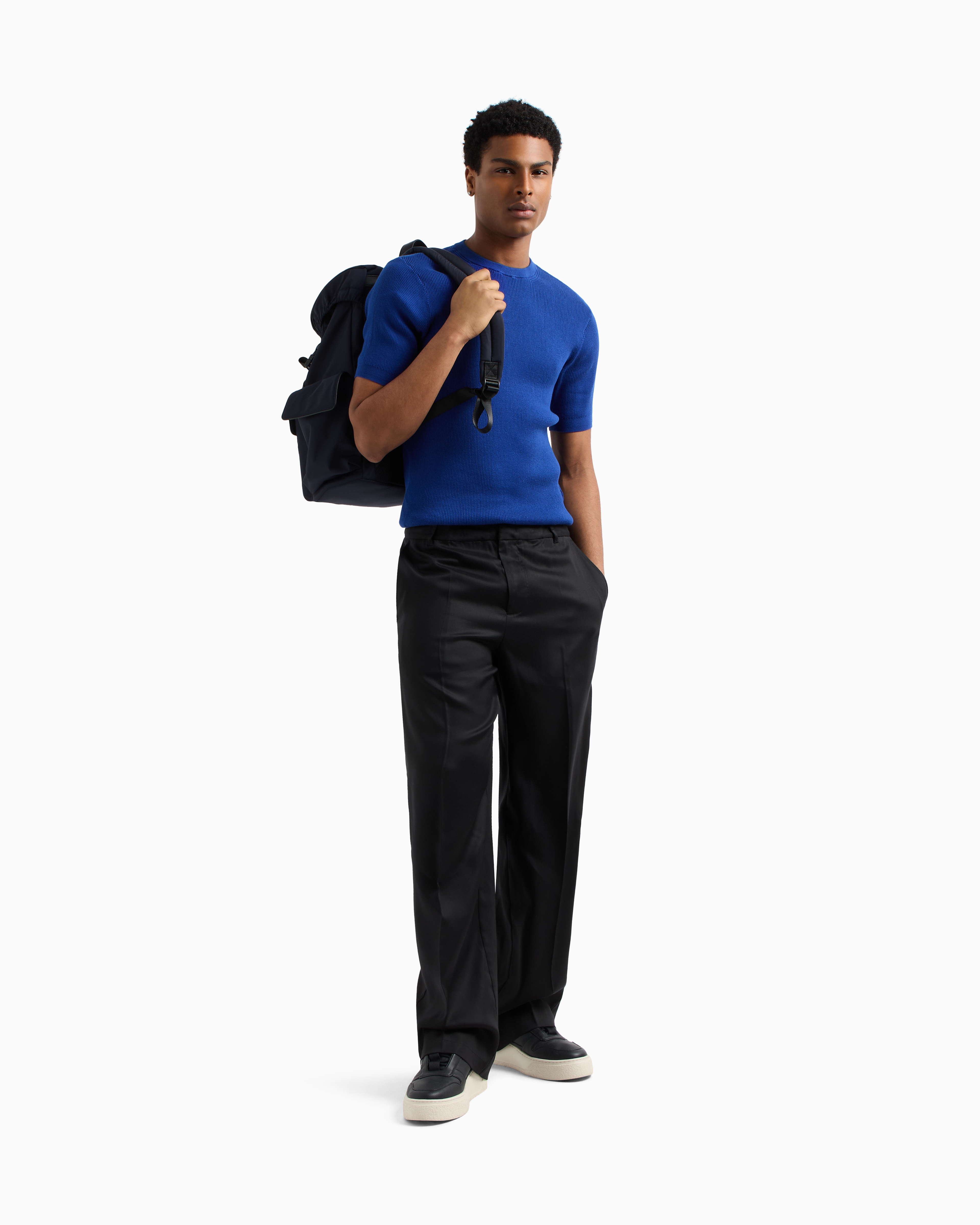 Armani Exchange Knitted Tops In Blue