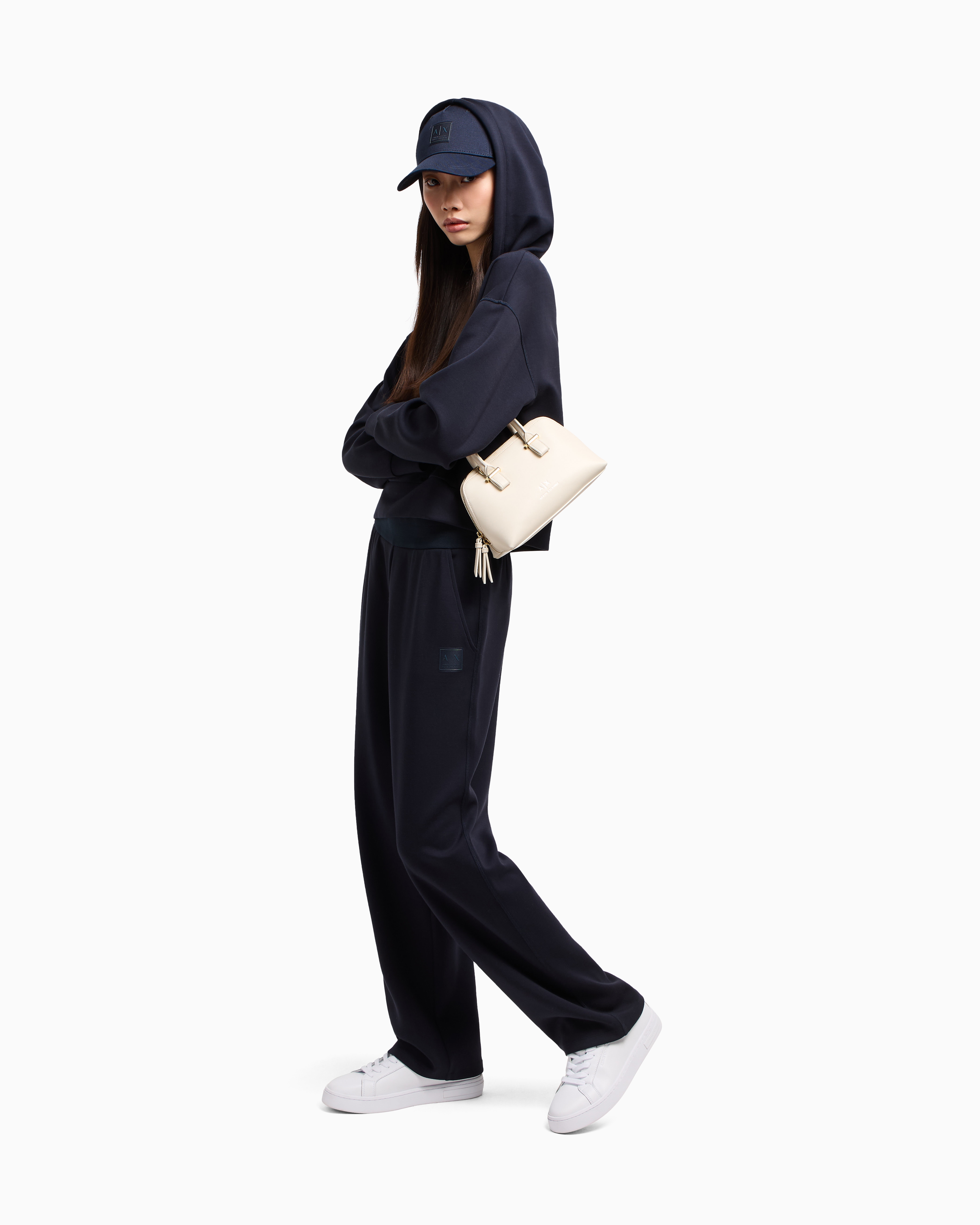 Armani Exchange Elasticated Logo-patch Track Pants In Navy_blue
