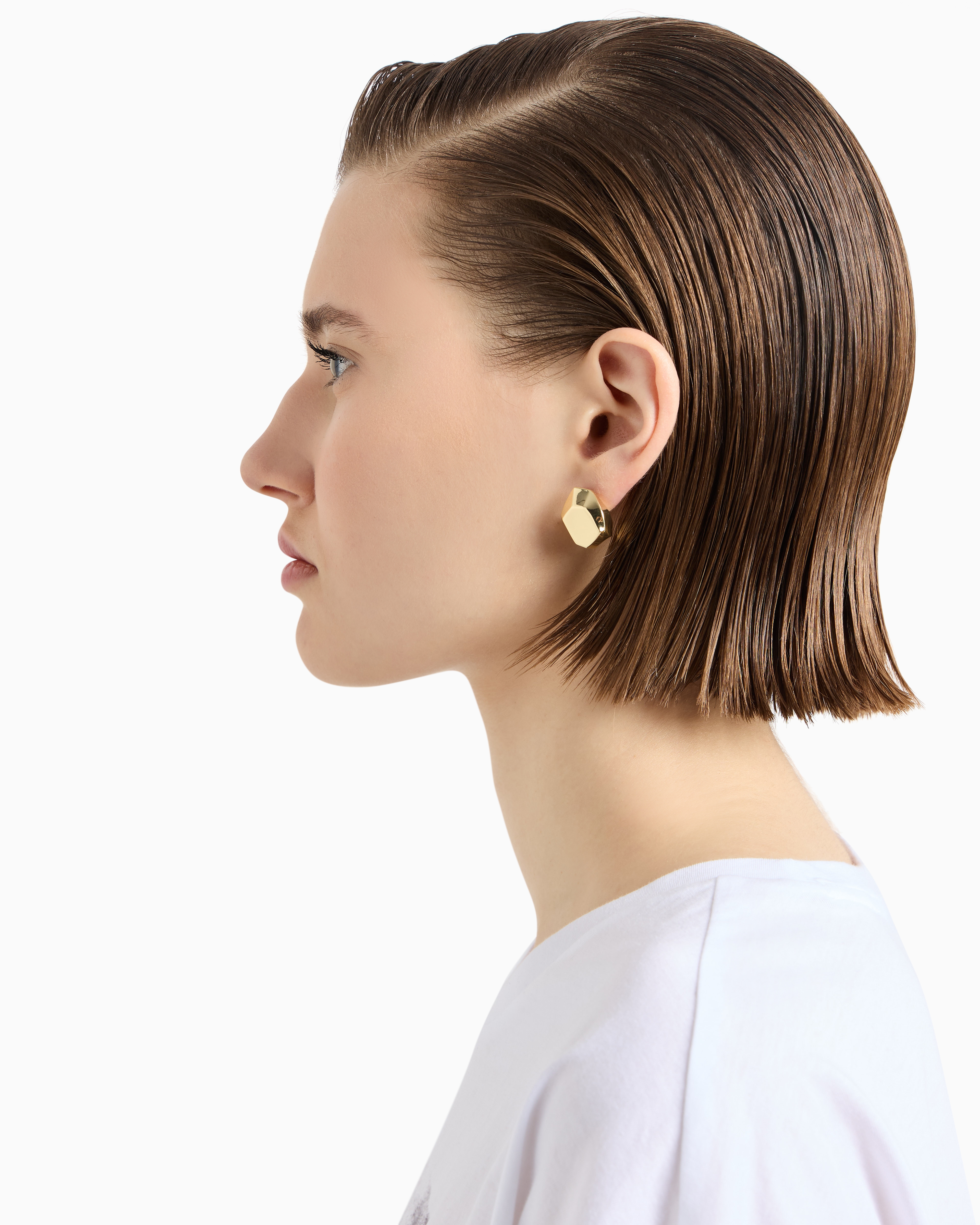 EMPORIO ARMANI GOLD-TONE BRASS STUD EARRINGS