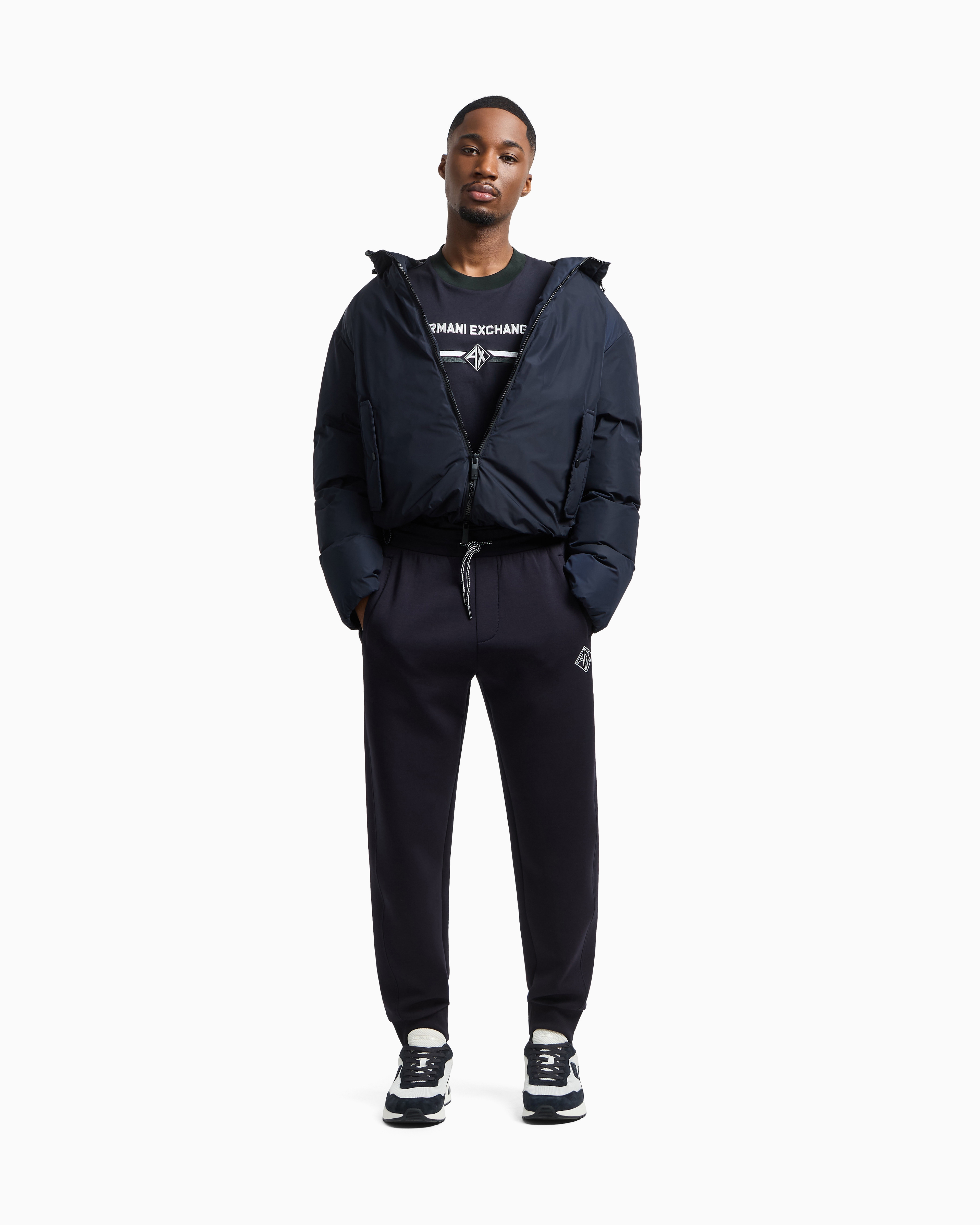 Armani Exchange - Jogger pants sweatshirt with contrasting inserts, Man, Navy Blue, Size: