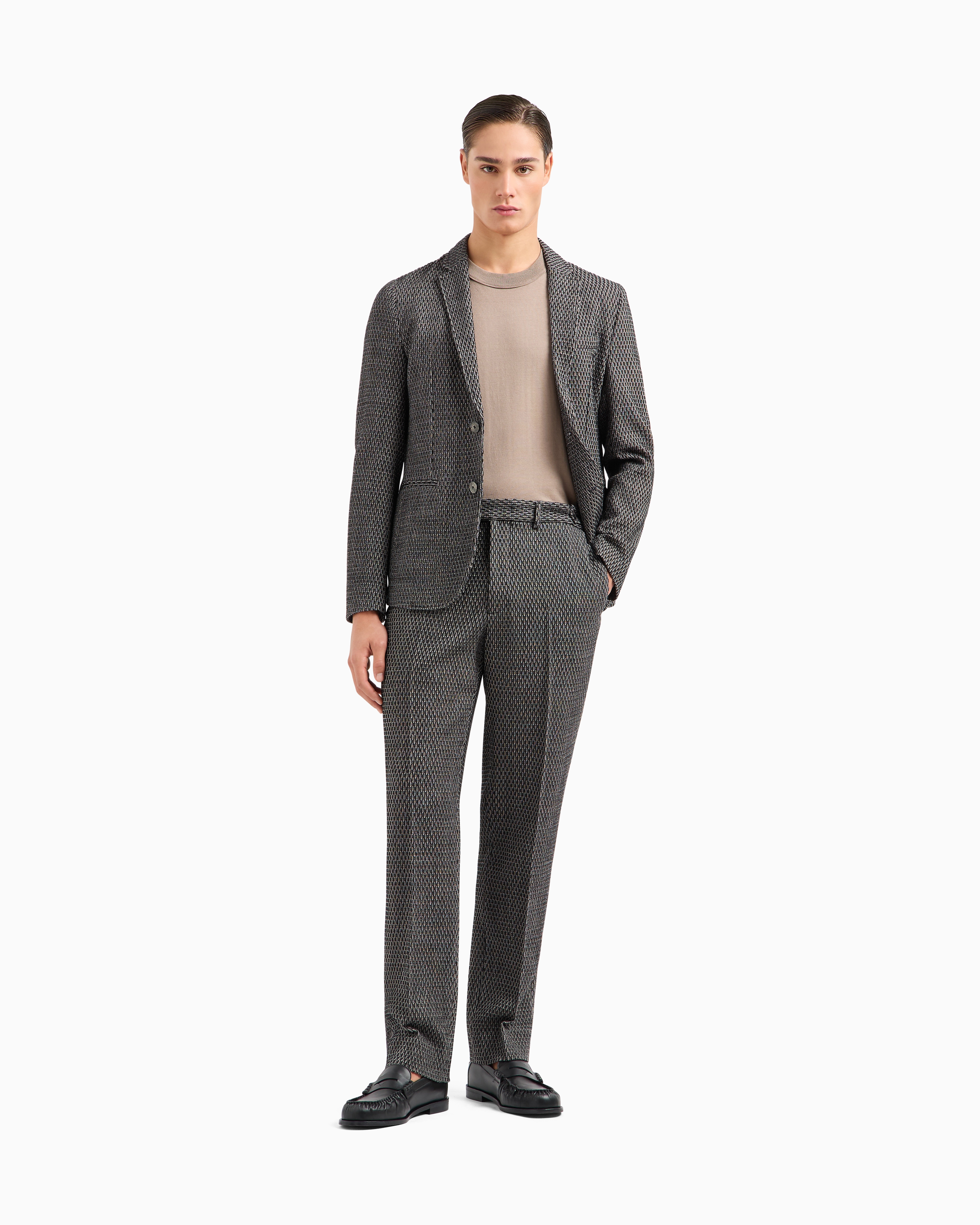 Emporio Armani Asv Lyocell-blend Plain-knit Jumper In Beige