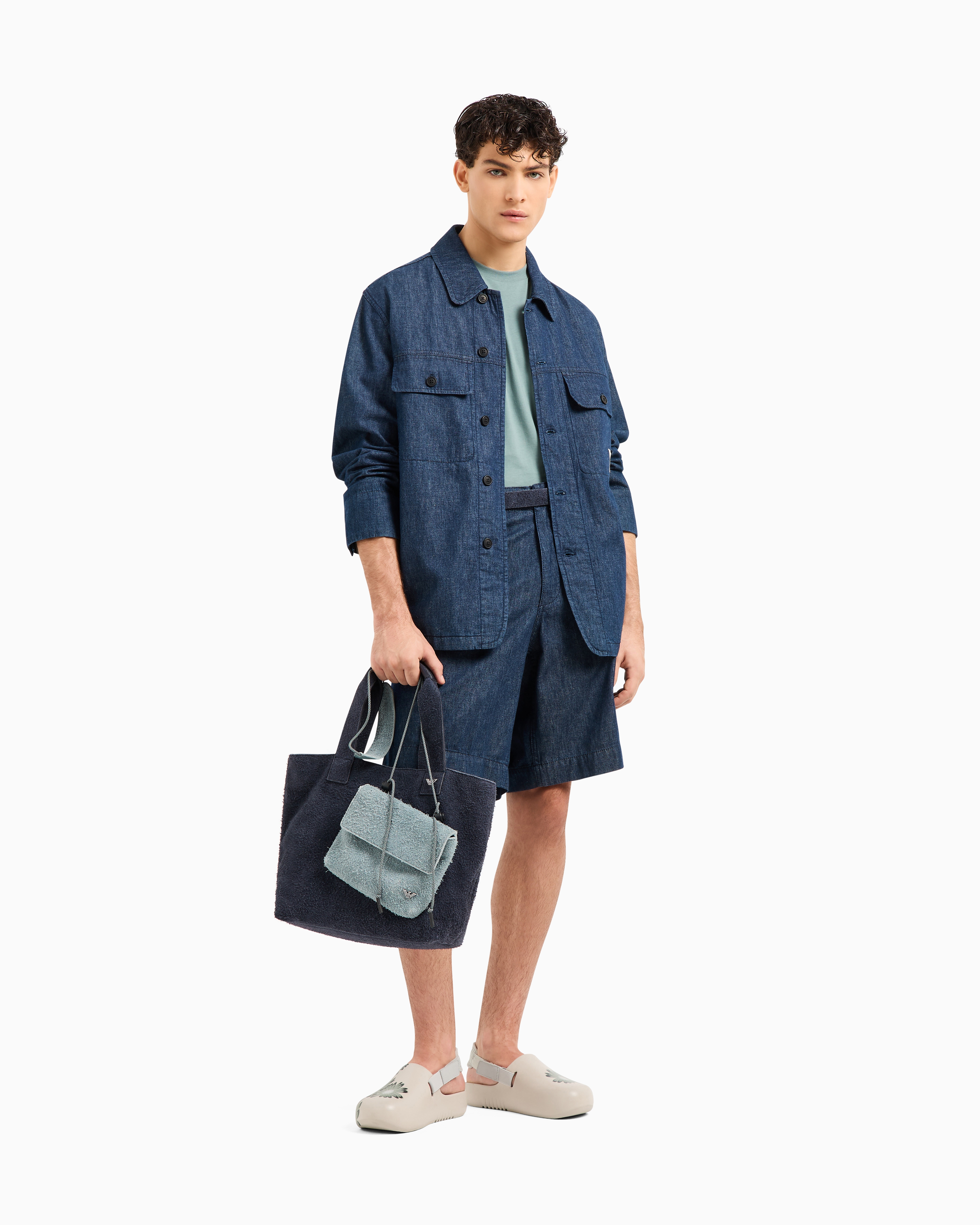 Emporio Armani Denim Bermuda Shorts In Blue