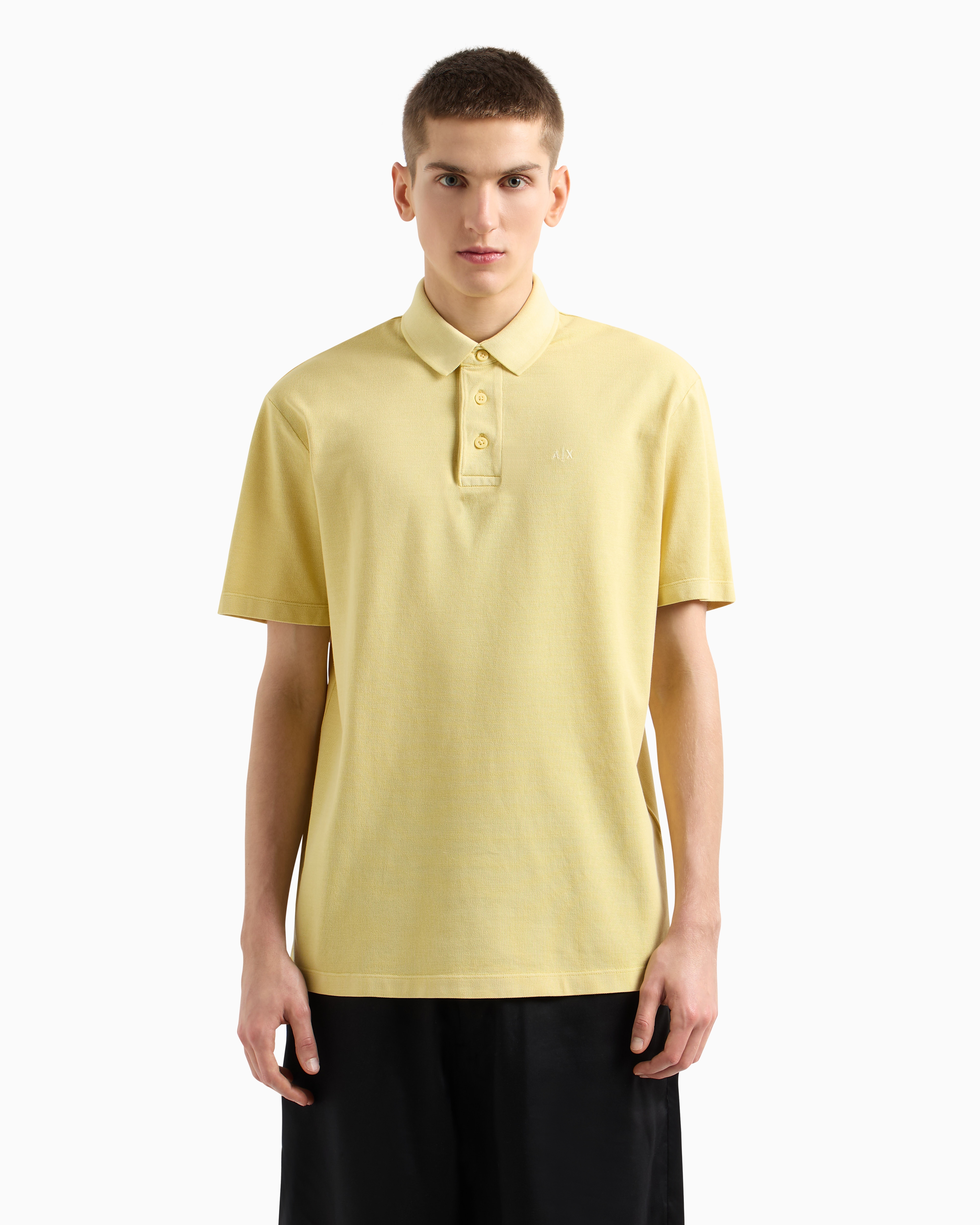 Armani Exchange - Used effect cotton piquet polo, Man, Yellow, Size: