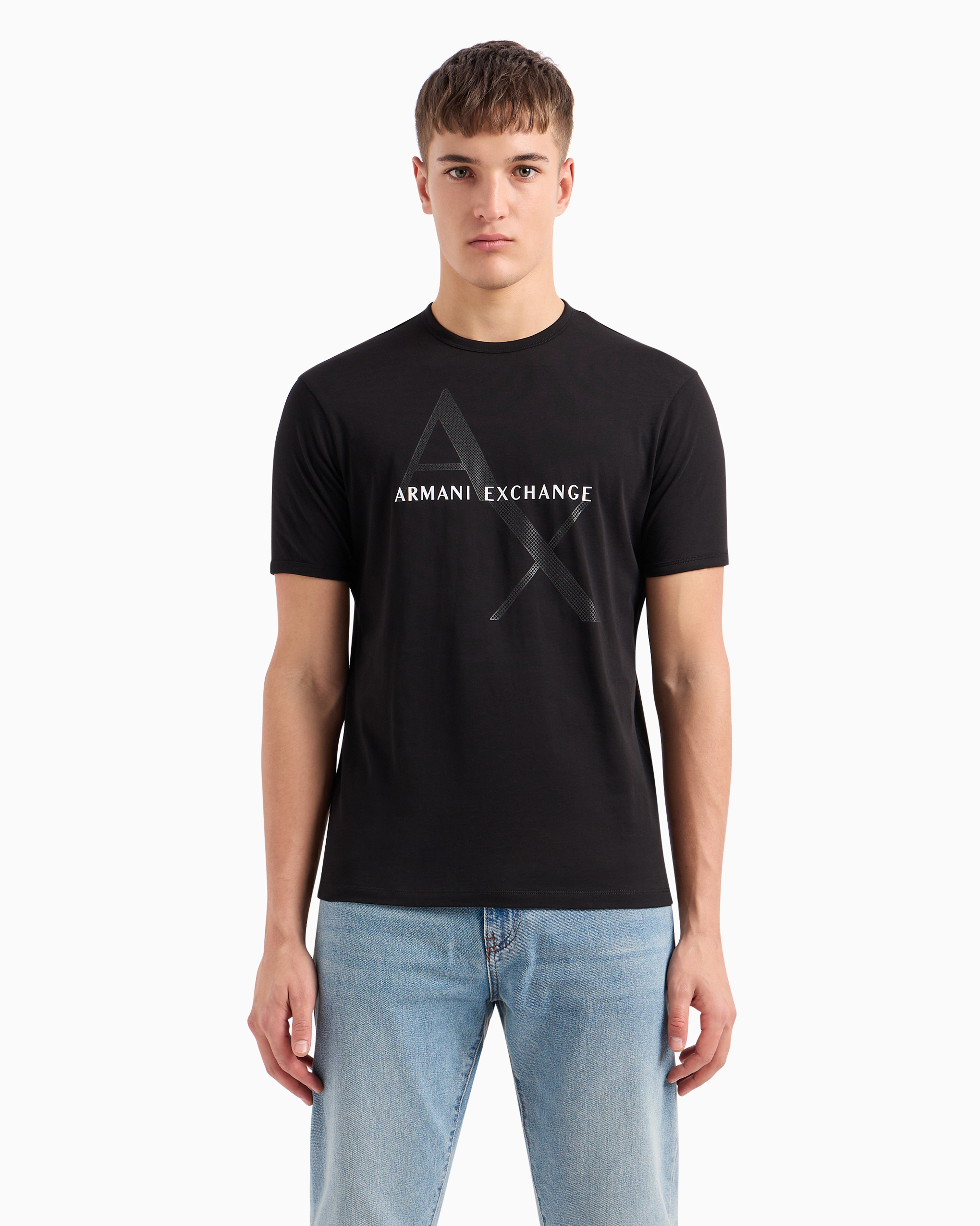 Tシャツ・カットソー ARMANI EXCHANGE Men T-shirt Black 8NZT72Z8H4Z 1200 Crewneck, short-sleeved T-shirt with monogram design