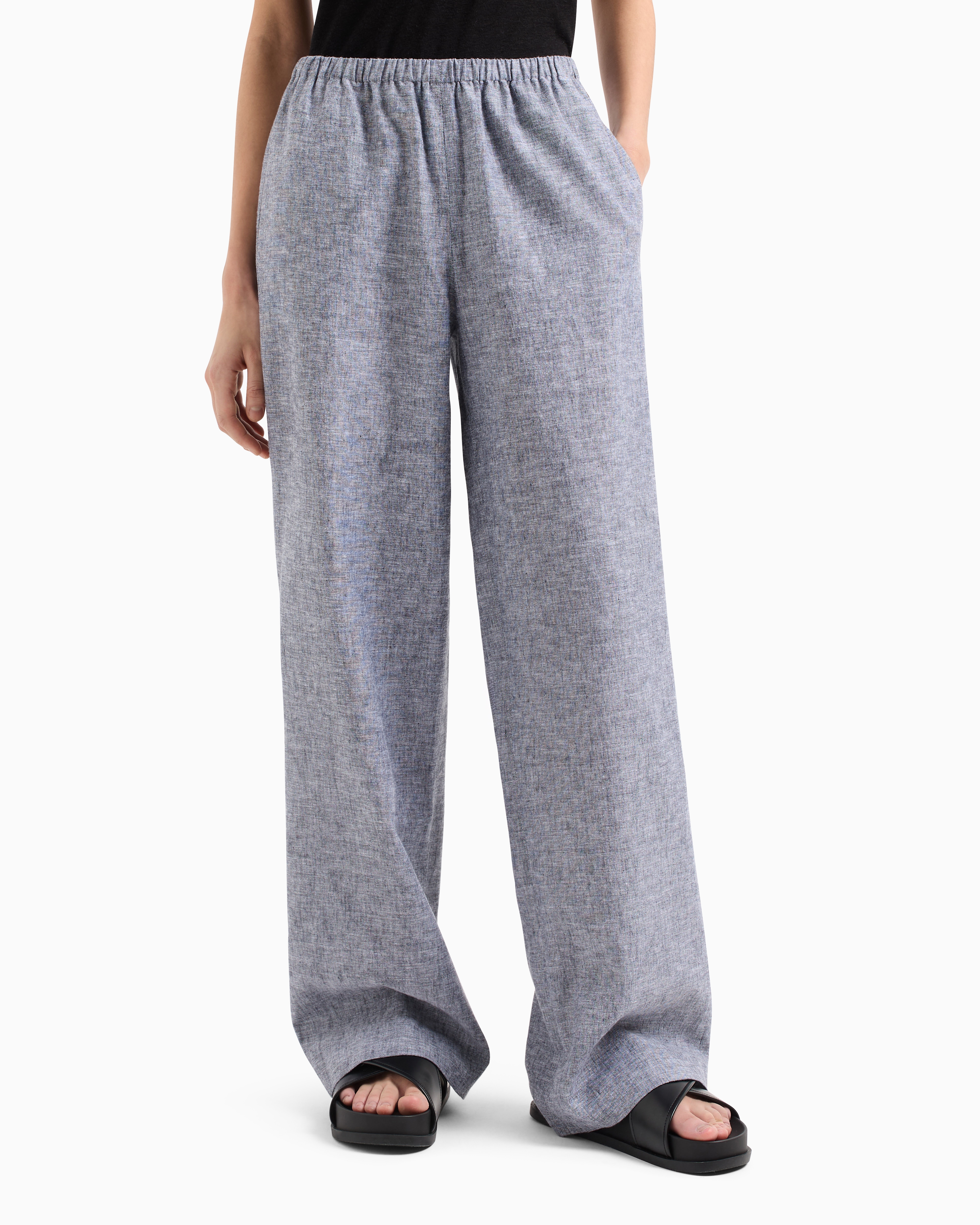 Armani Exchange Elastic Waist Casual Pants In Blue