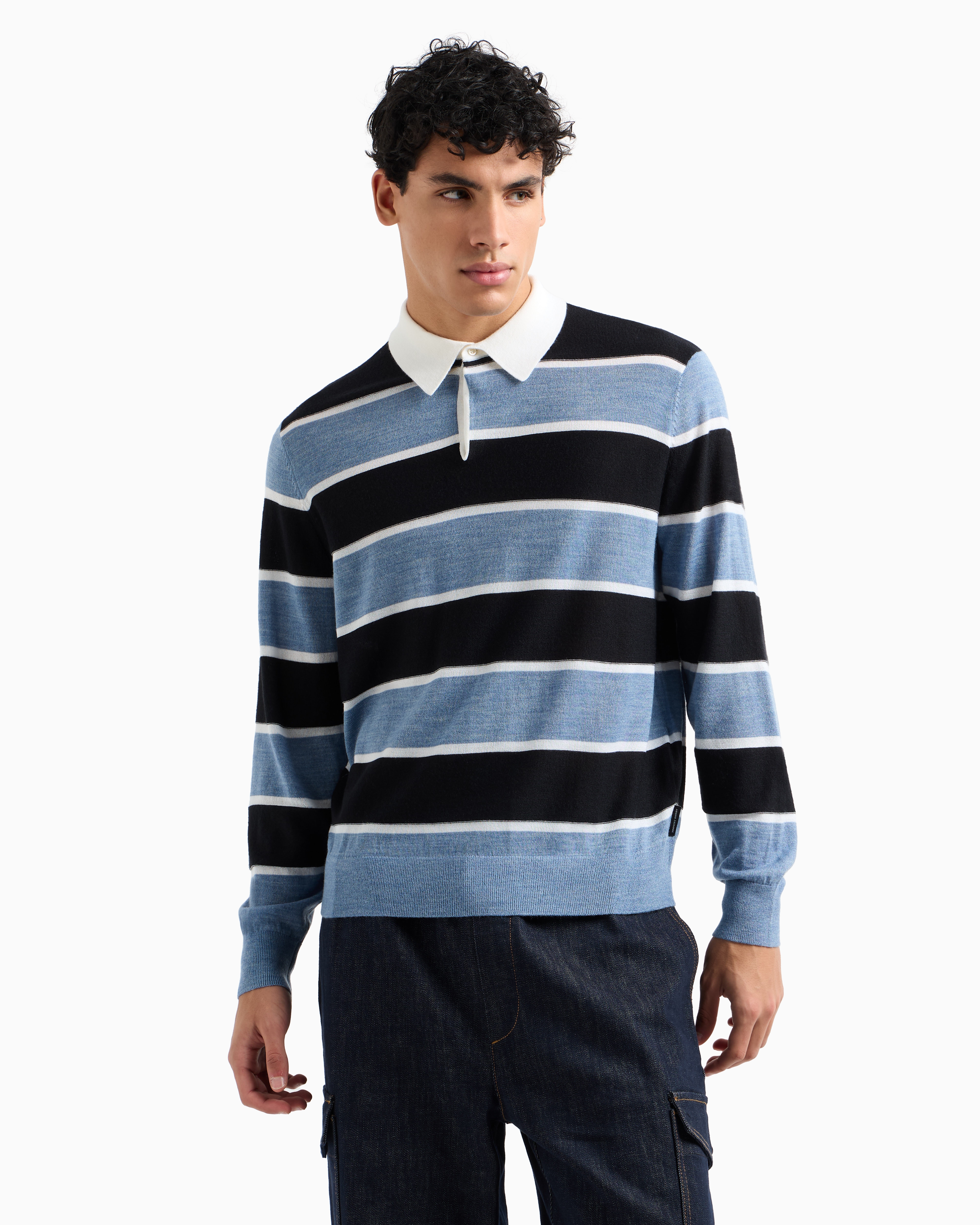 Armani Exchange Knitted Tops In Light Blue