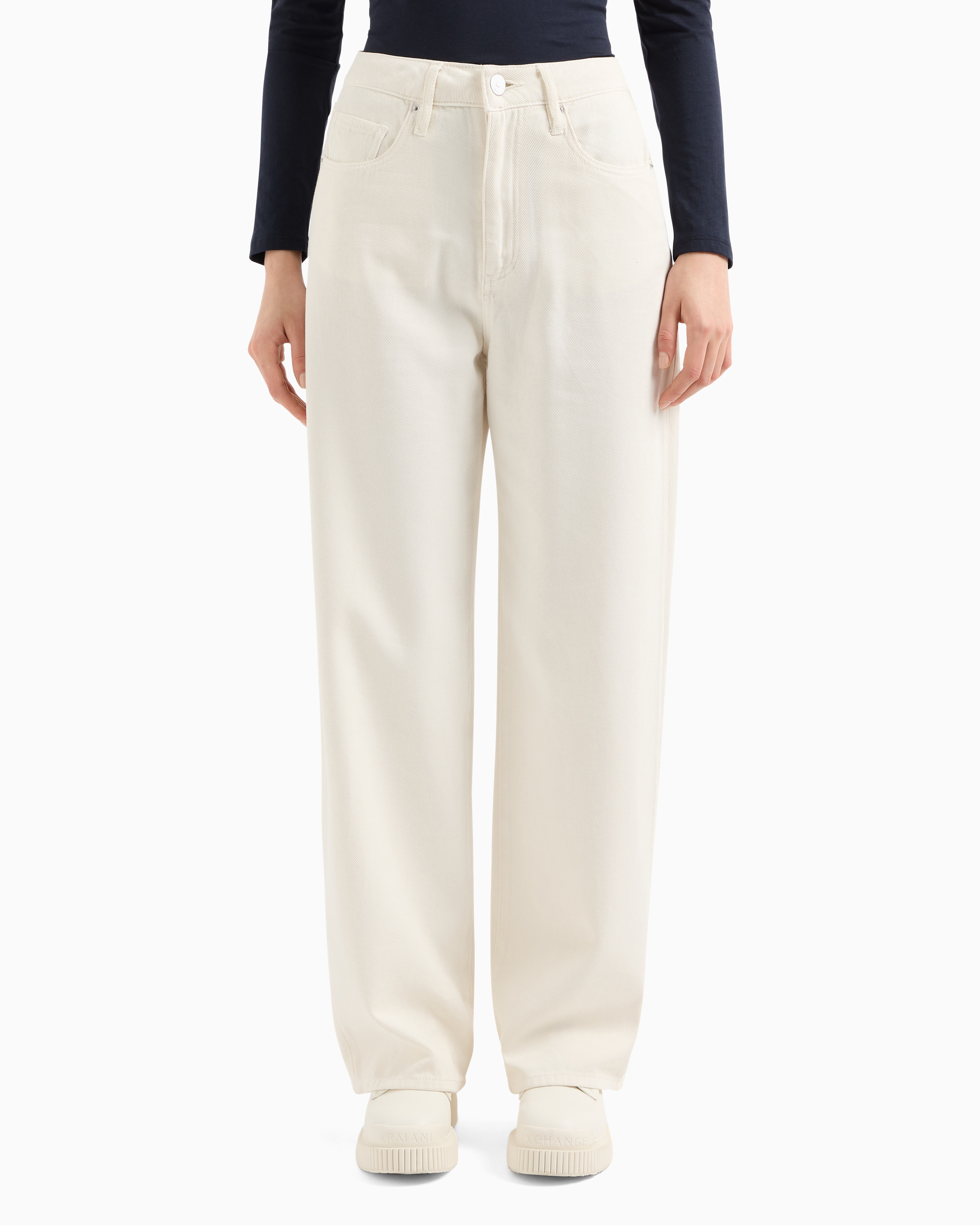 Armani Exchange - ASV Cotton and Lyocell Dye Denim Relaxed Fit Jeans, Woman, White, Size: