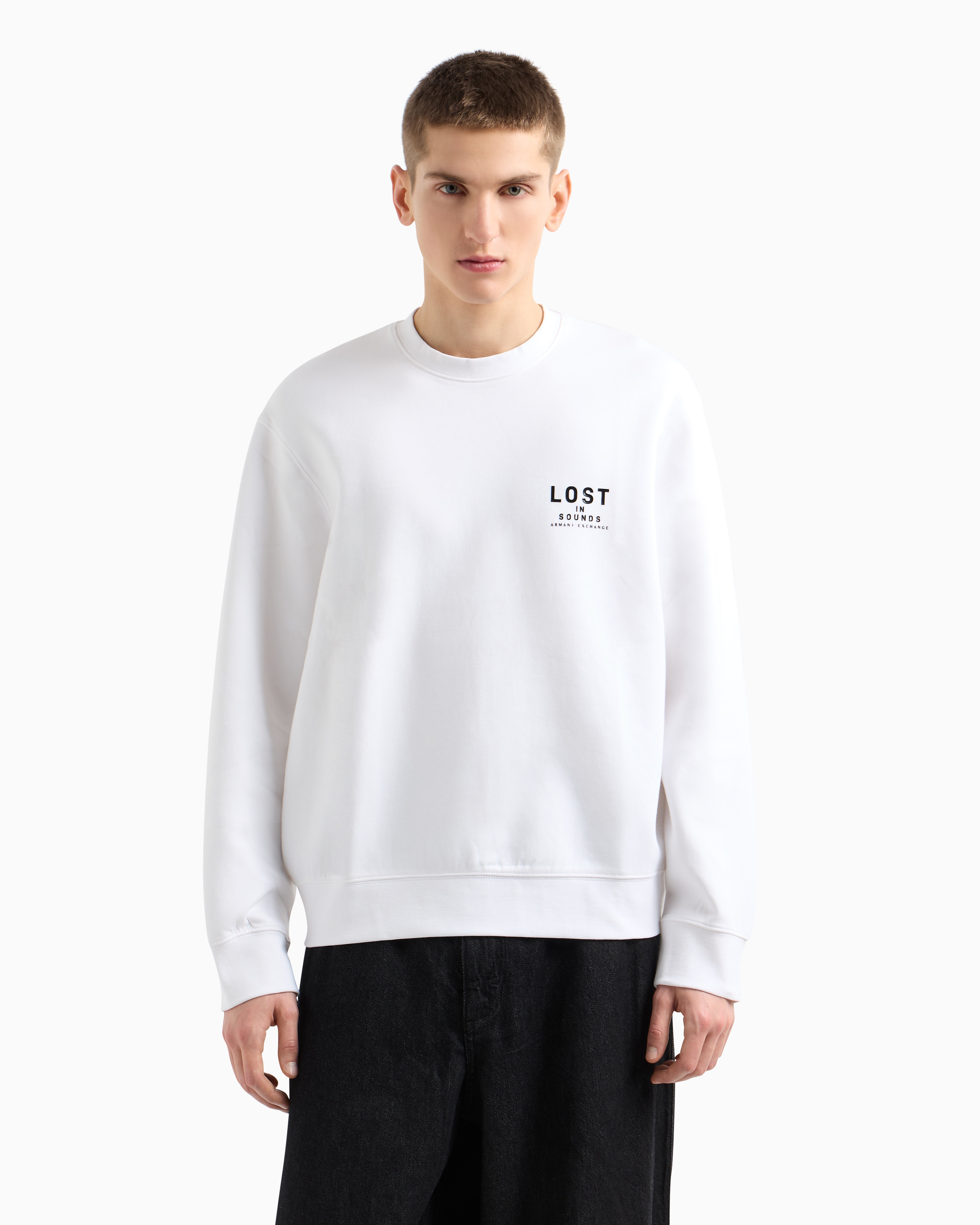 Armani Exchange - Lost sound crewneck sweatshirt, Man, White, Size: