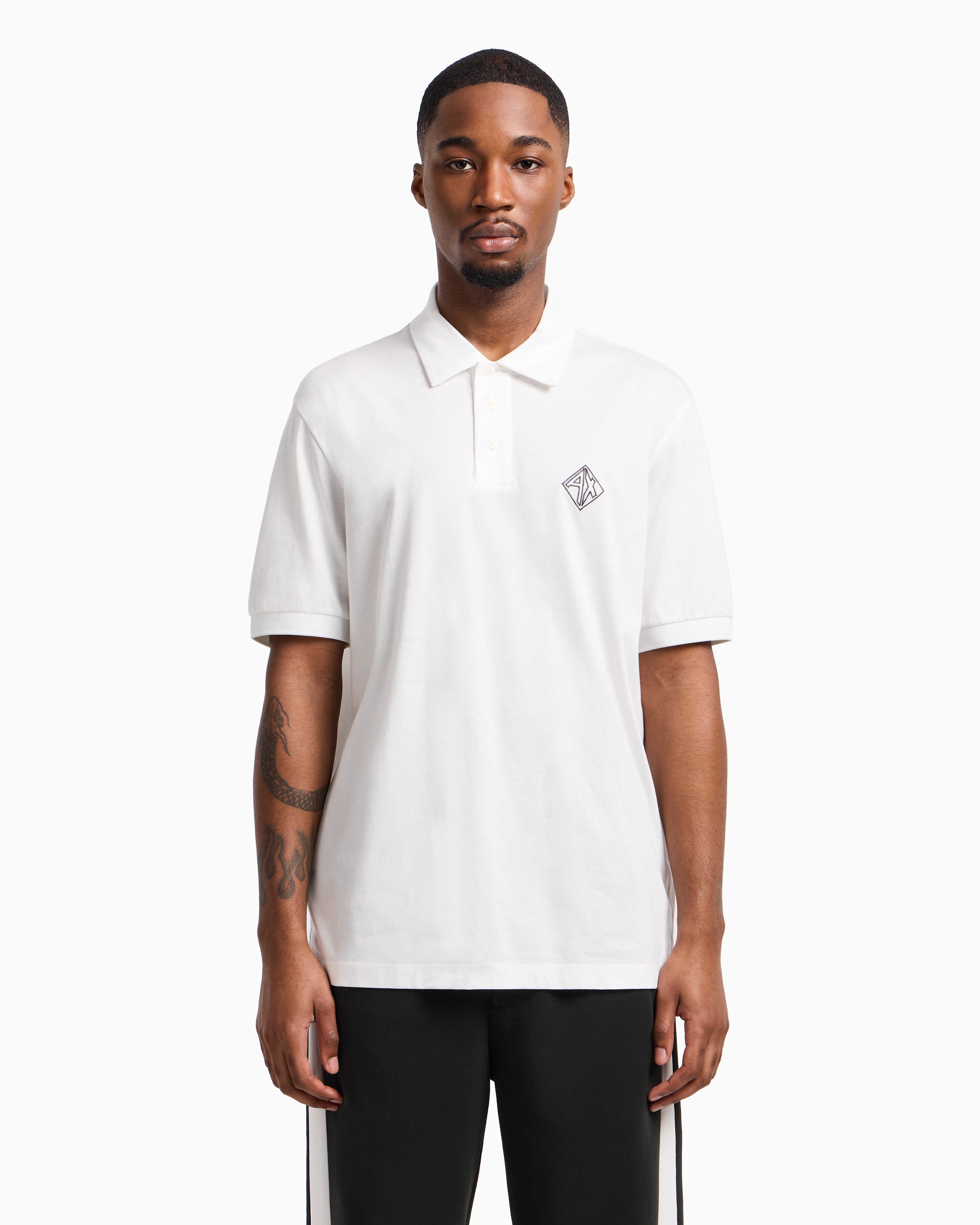 Armani Exchange - Regular fit cotton polo with logo, Man, White, Size: