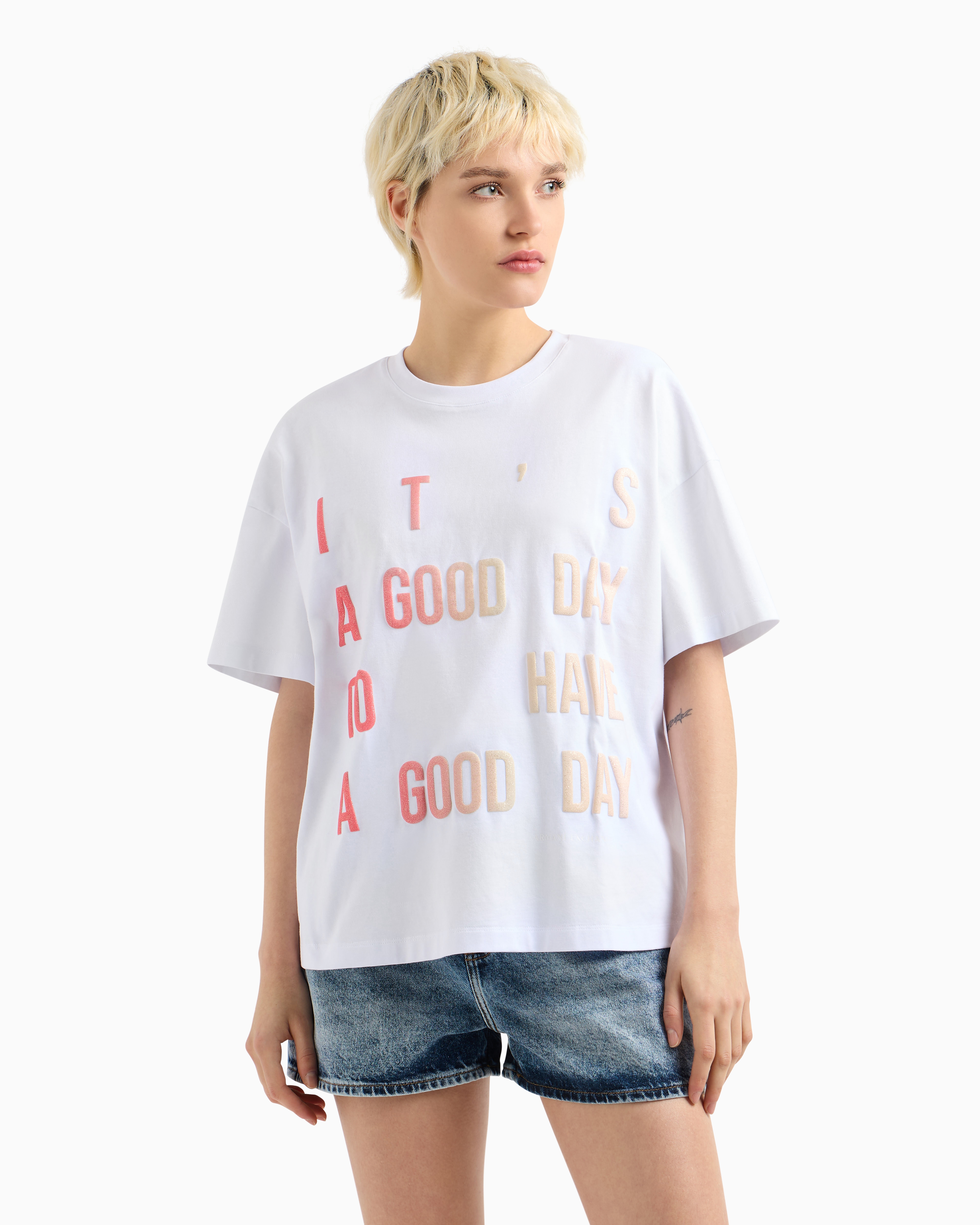 Armani Exchange - Good Day Boyfriend T-Shirt, Woman, White, Size: