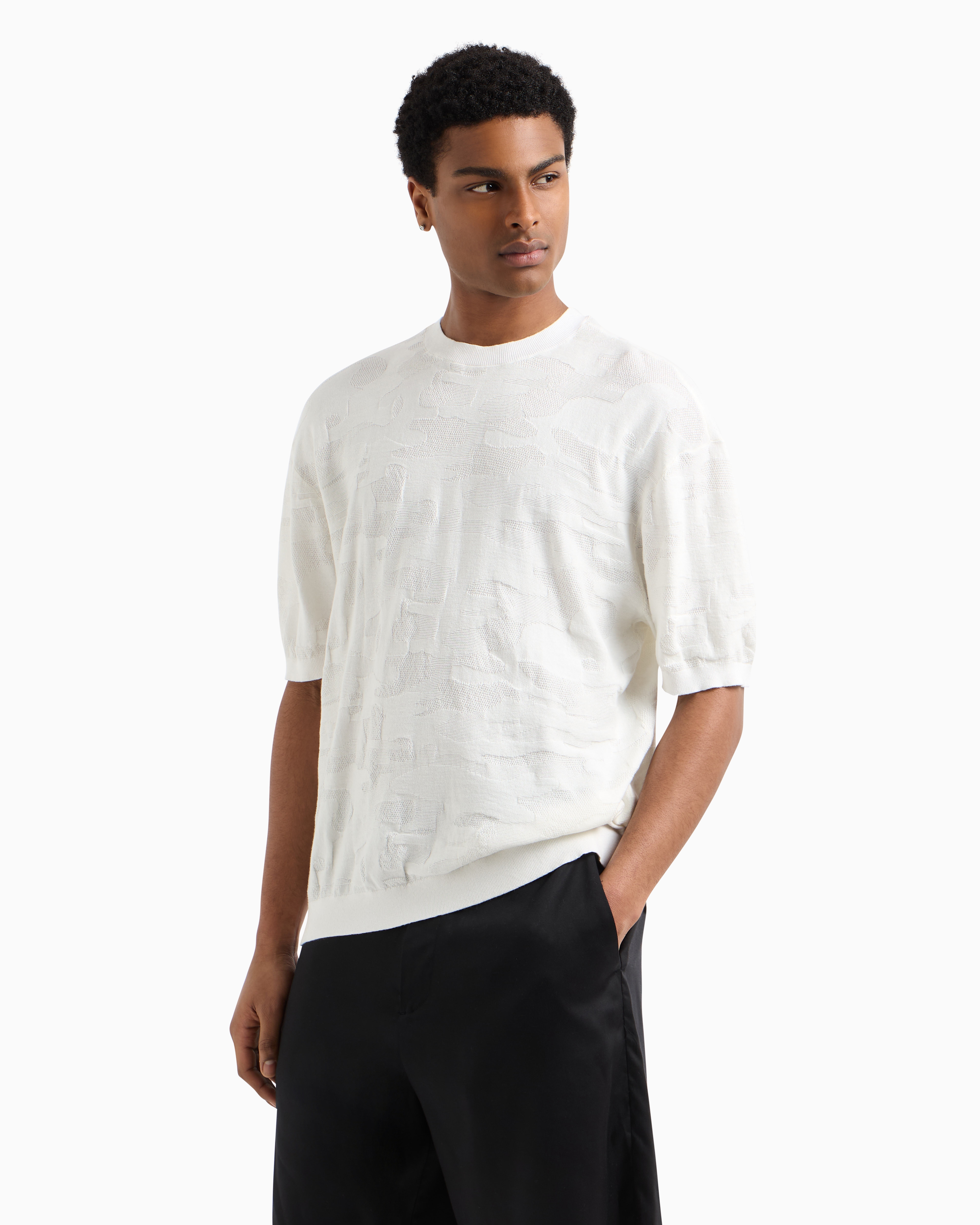ジャカードカモフラージュ 半袖ニット | Armani Exchange