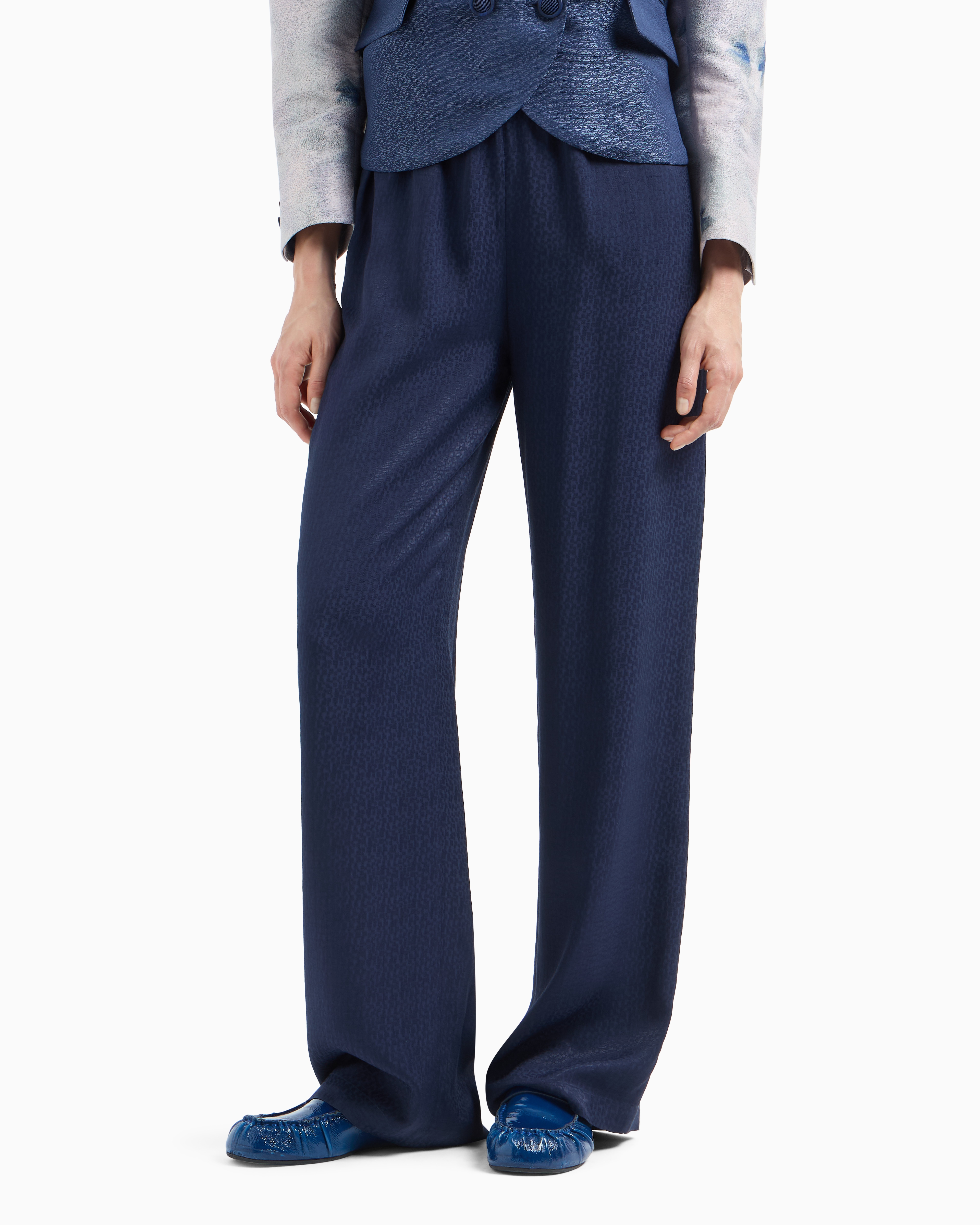 Armure viscose trousers with an elasticated waist | Emporio