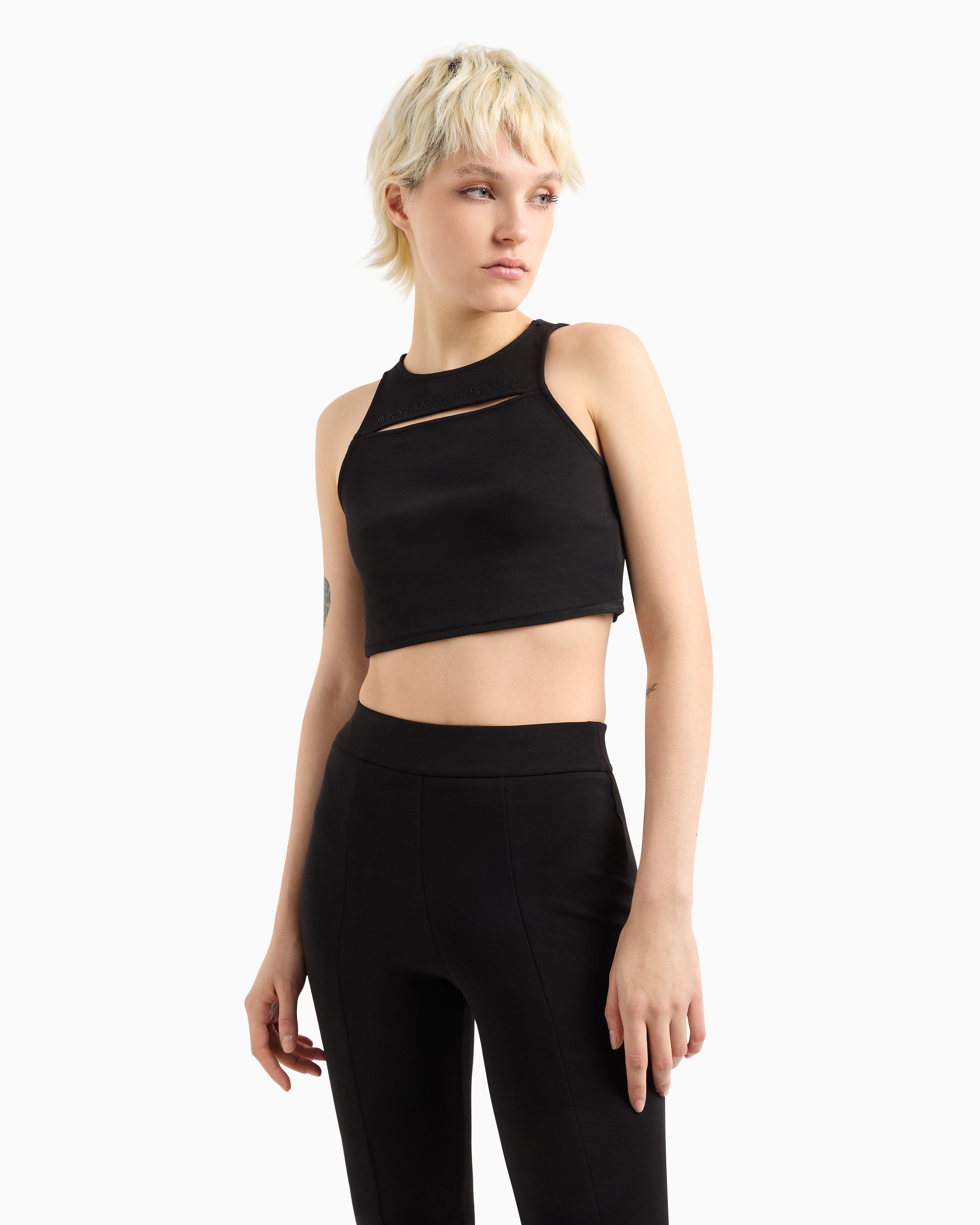 Armani Exchange - Top with cut out, Woman, Black, Size: S