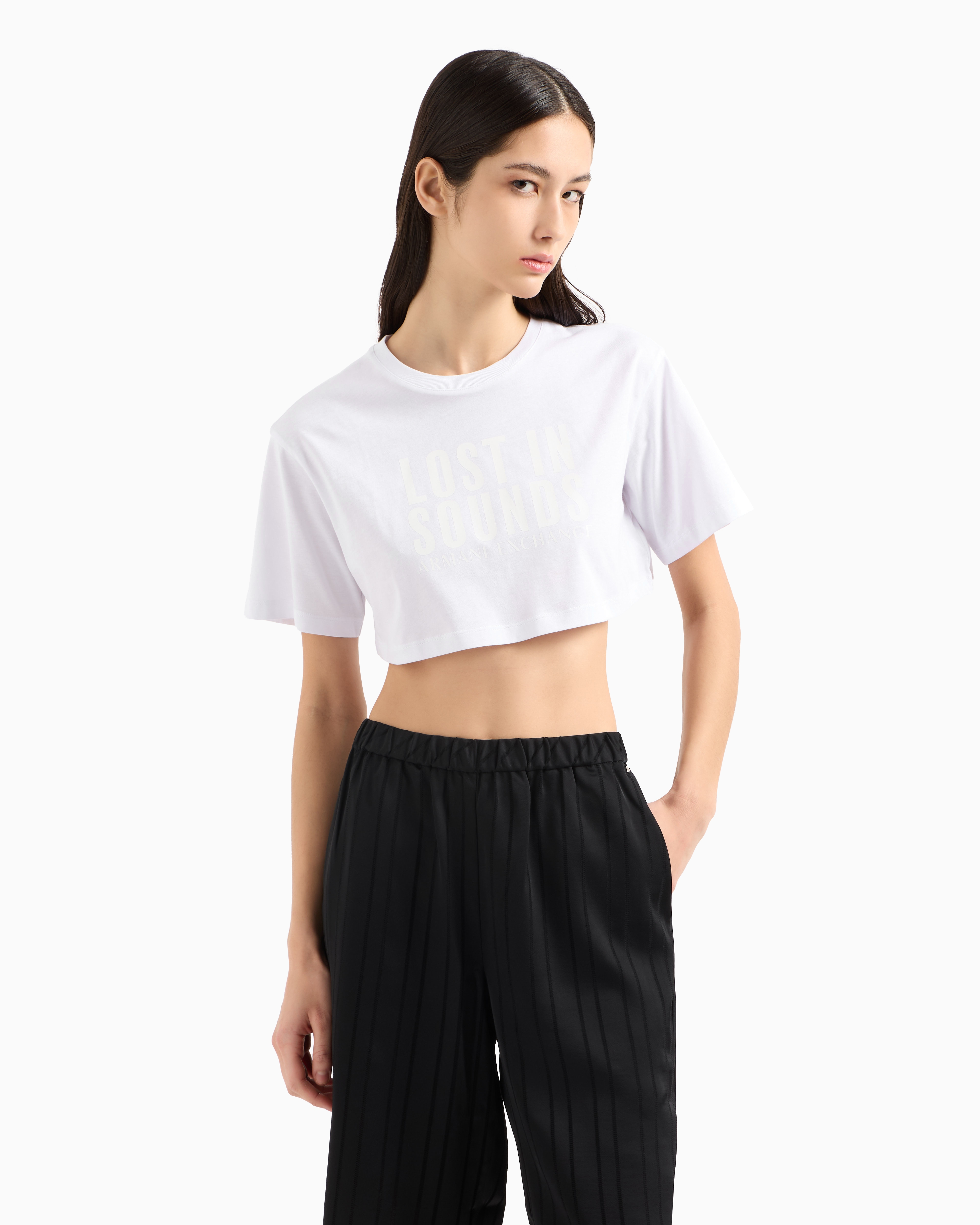 Armani Exchange Cropped T-shirts In White