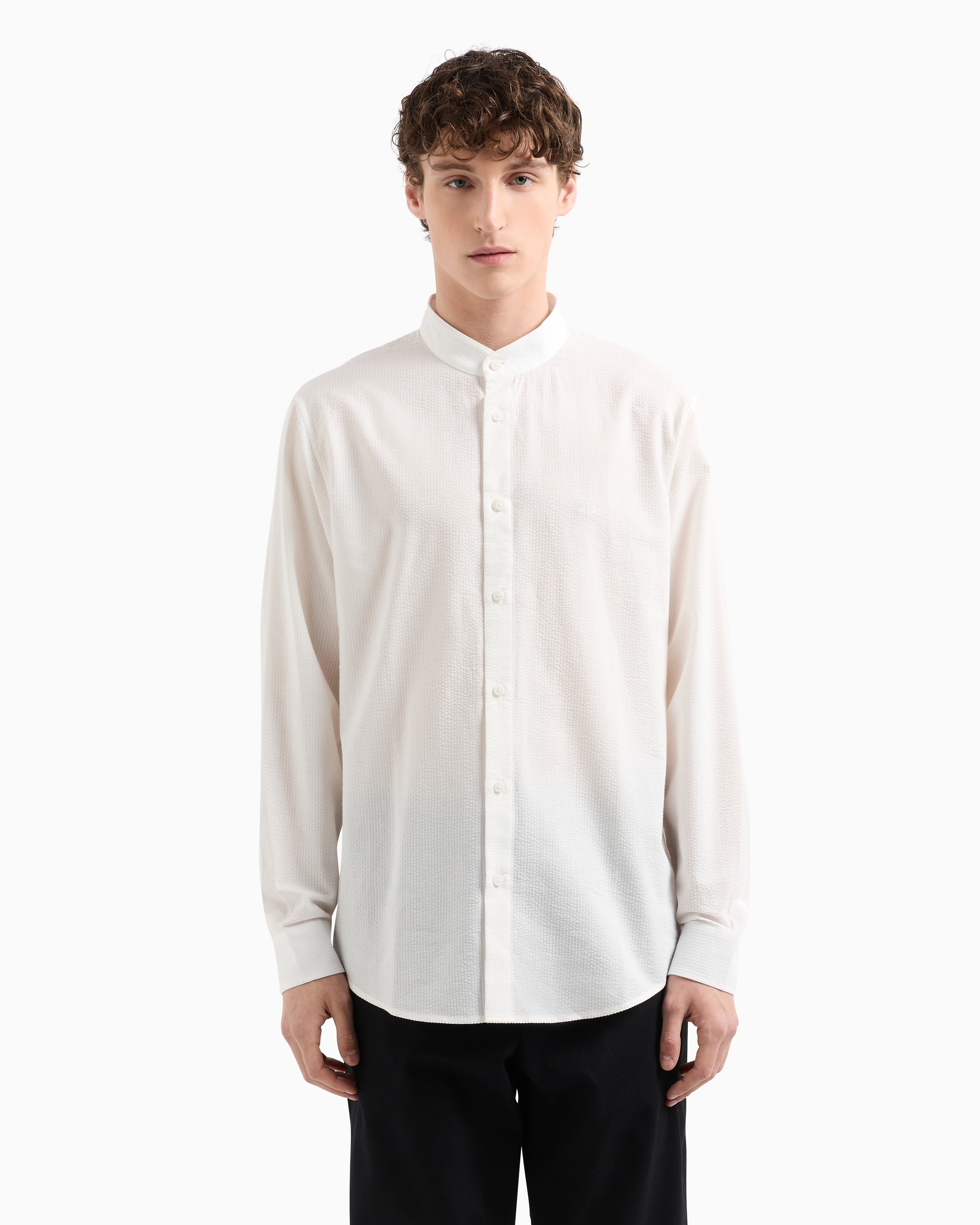 Armani Exchange - Regular fit shirt yarn dyed cotton, Man, White, Size: