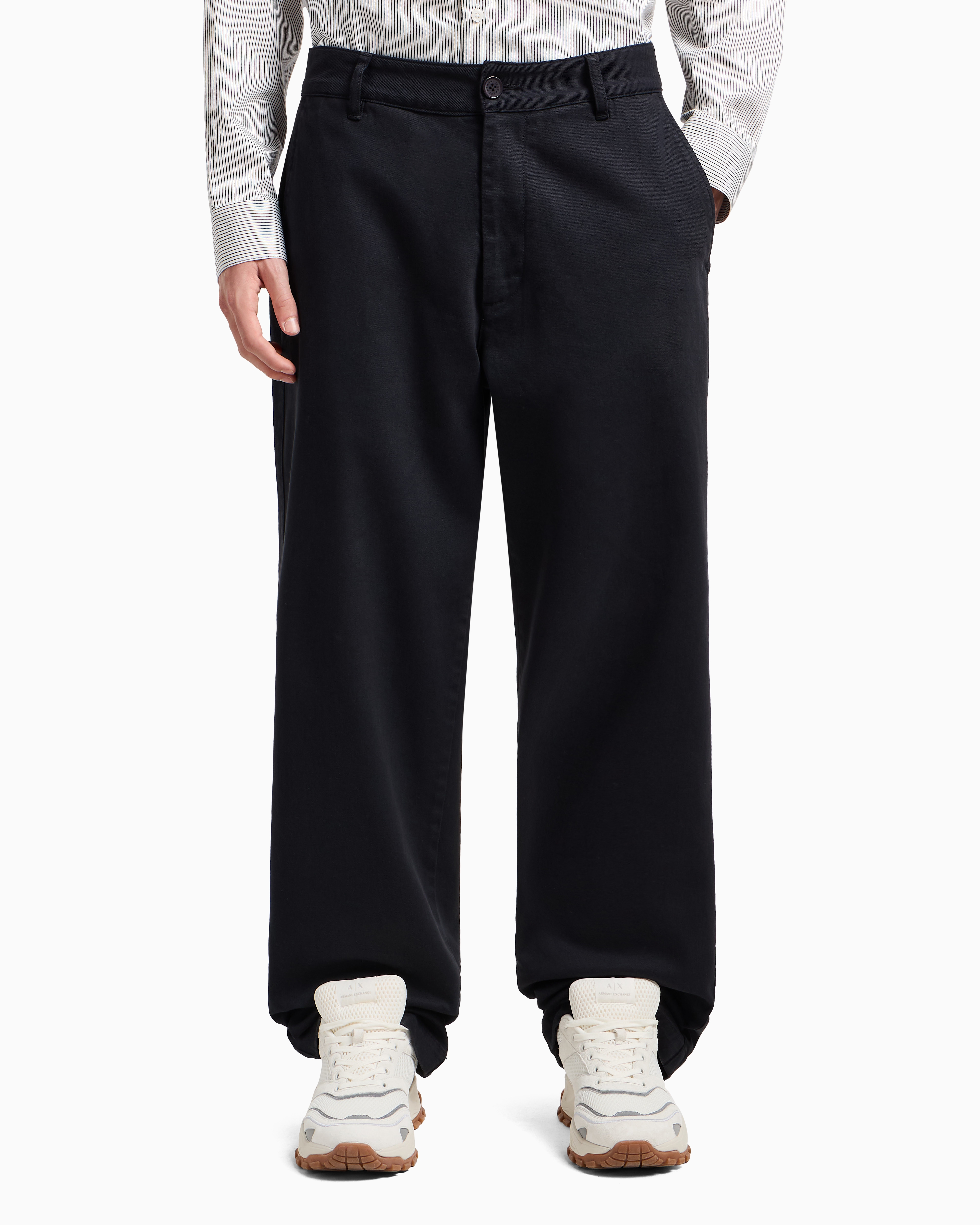 Armani Exchange - Over-fit trousers stretch cotton denim, Man, Navy Blue, Size: