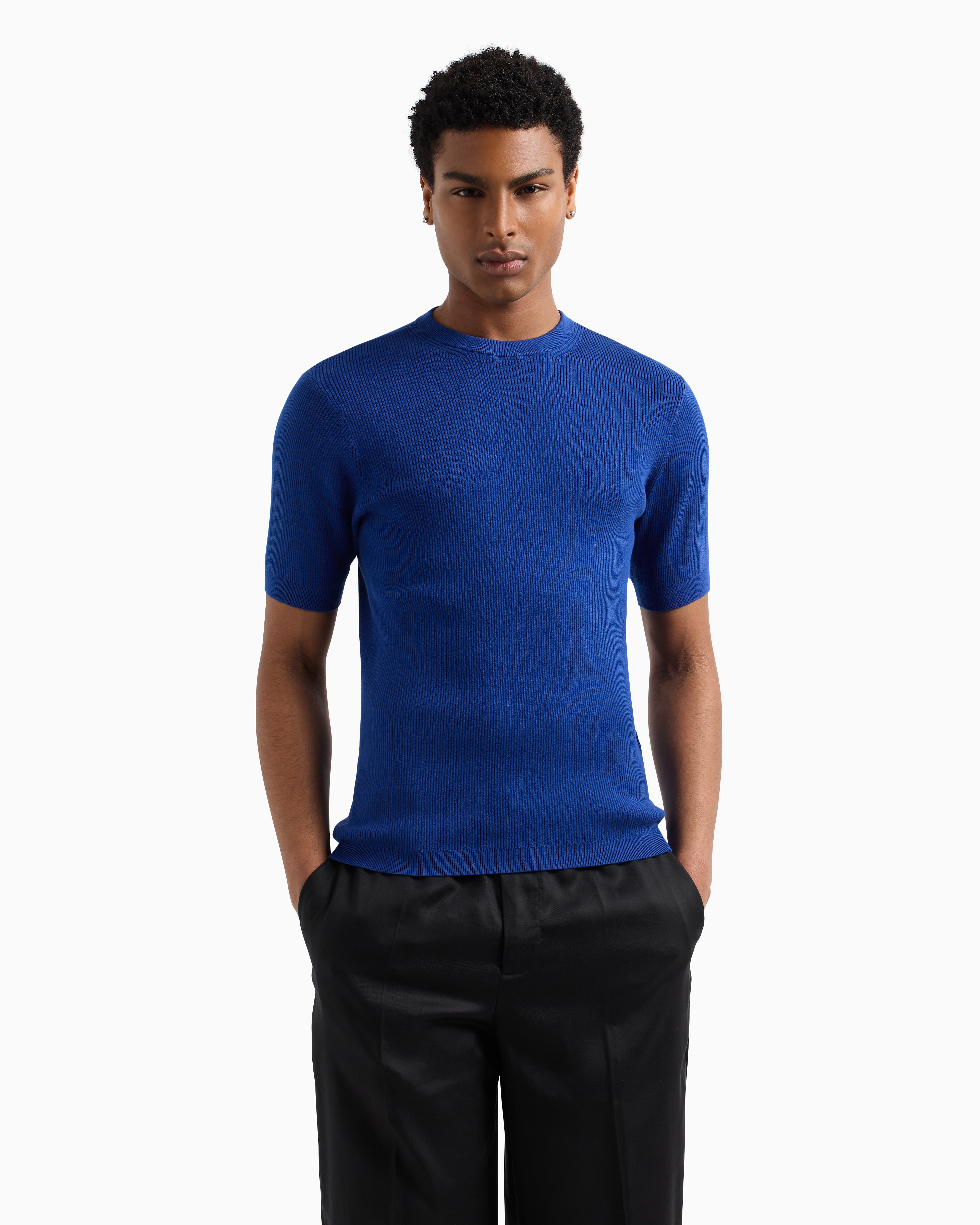 Armani Exchange Knitted Tops In Blue