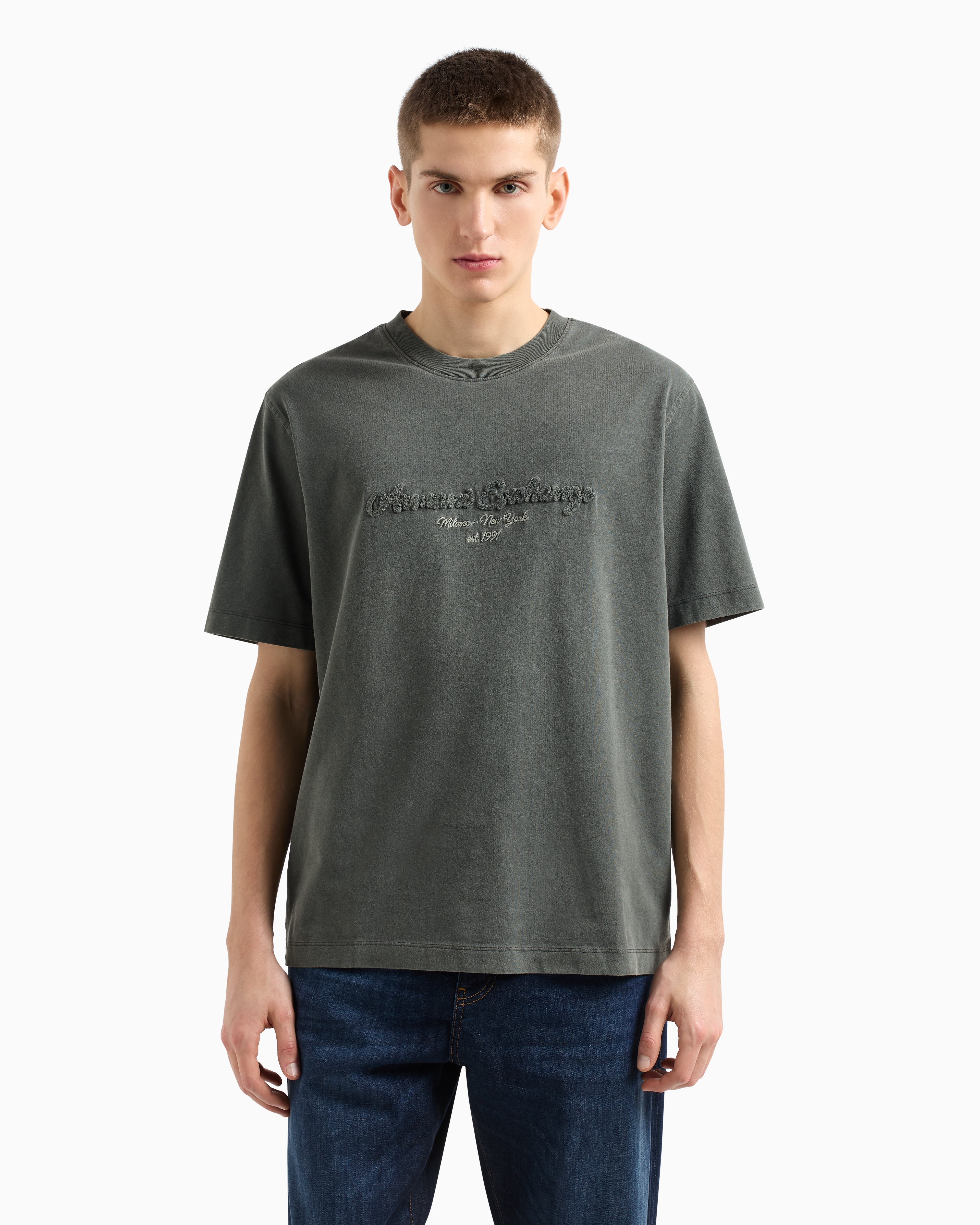 Armani Exchange - Regular fit T-shirt used cotton, Man, Green, Size: