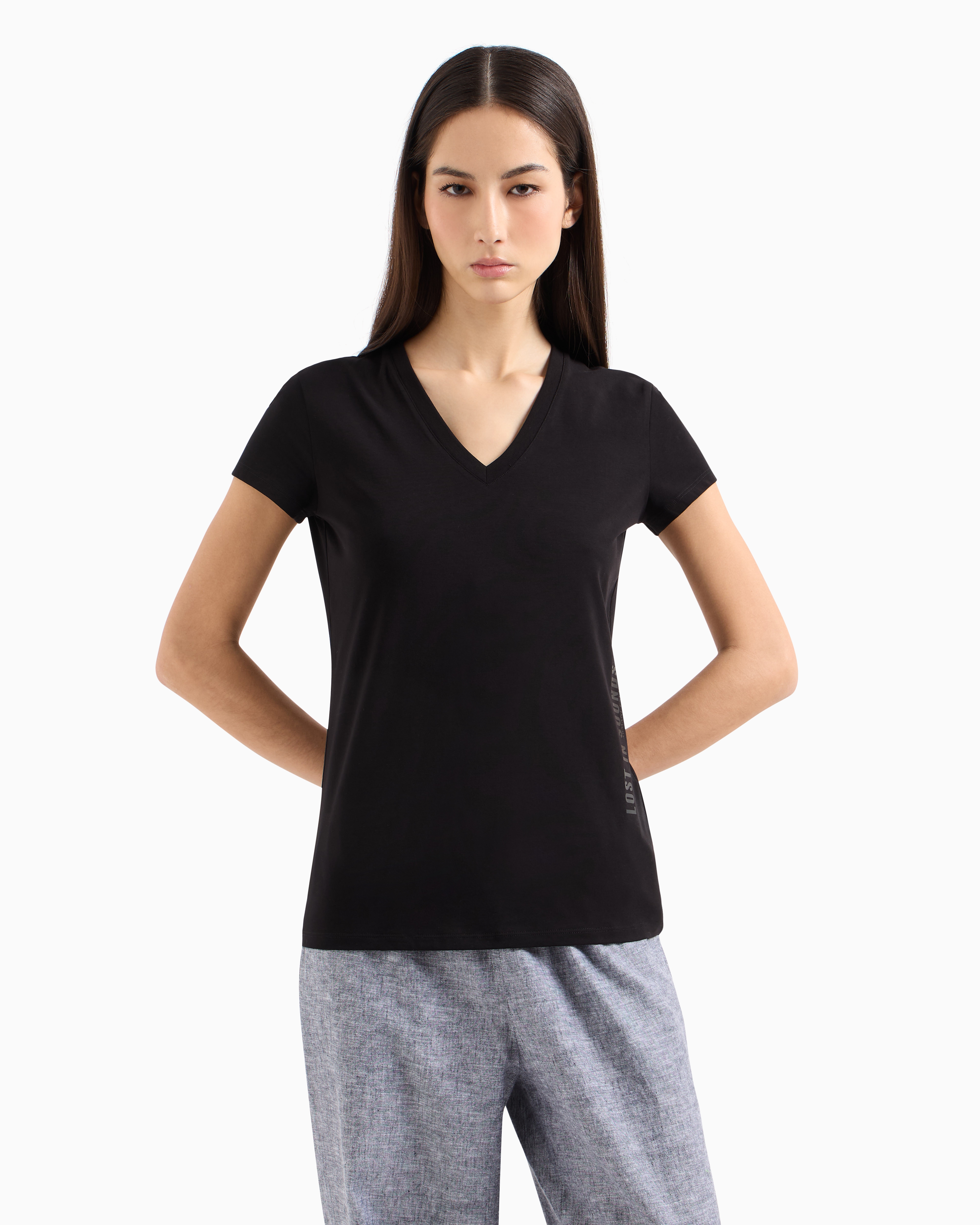 Armani Exchange - Lost in sounds slim fit t-shirt, Woman, Black, Size: S