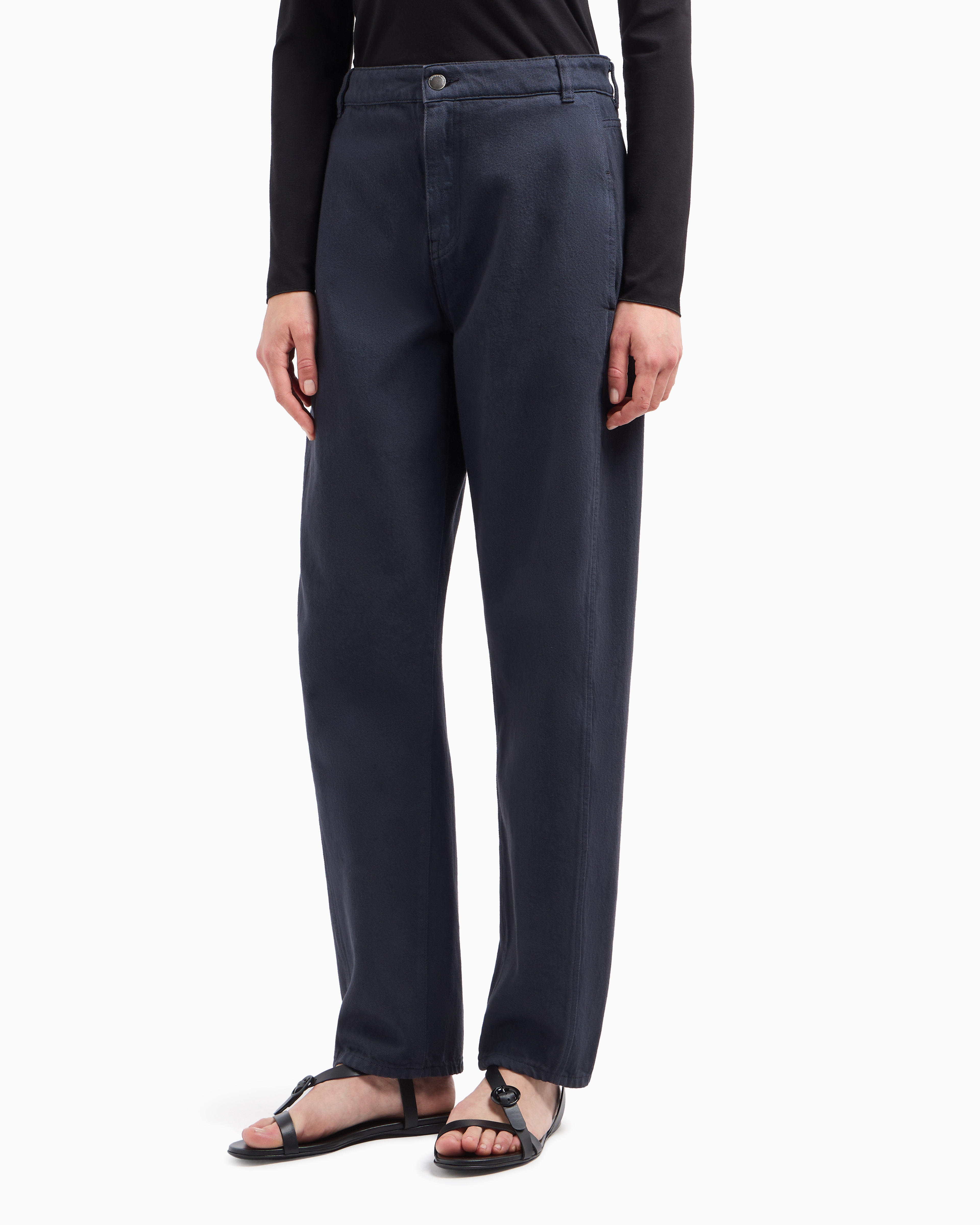Emporio Armani J4h Icon Oval-leg Jeans In Garment-dyed Drill In Navy Blue