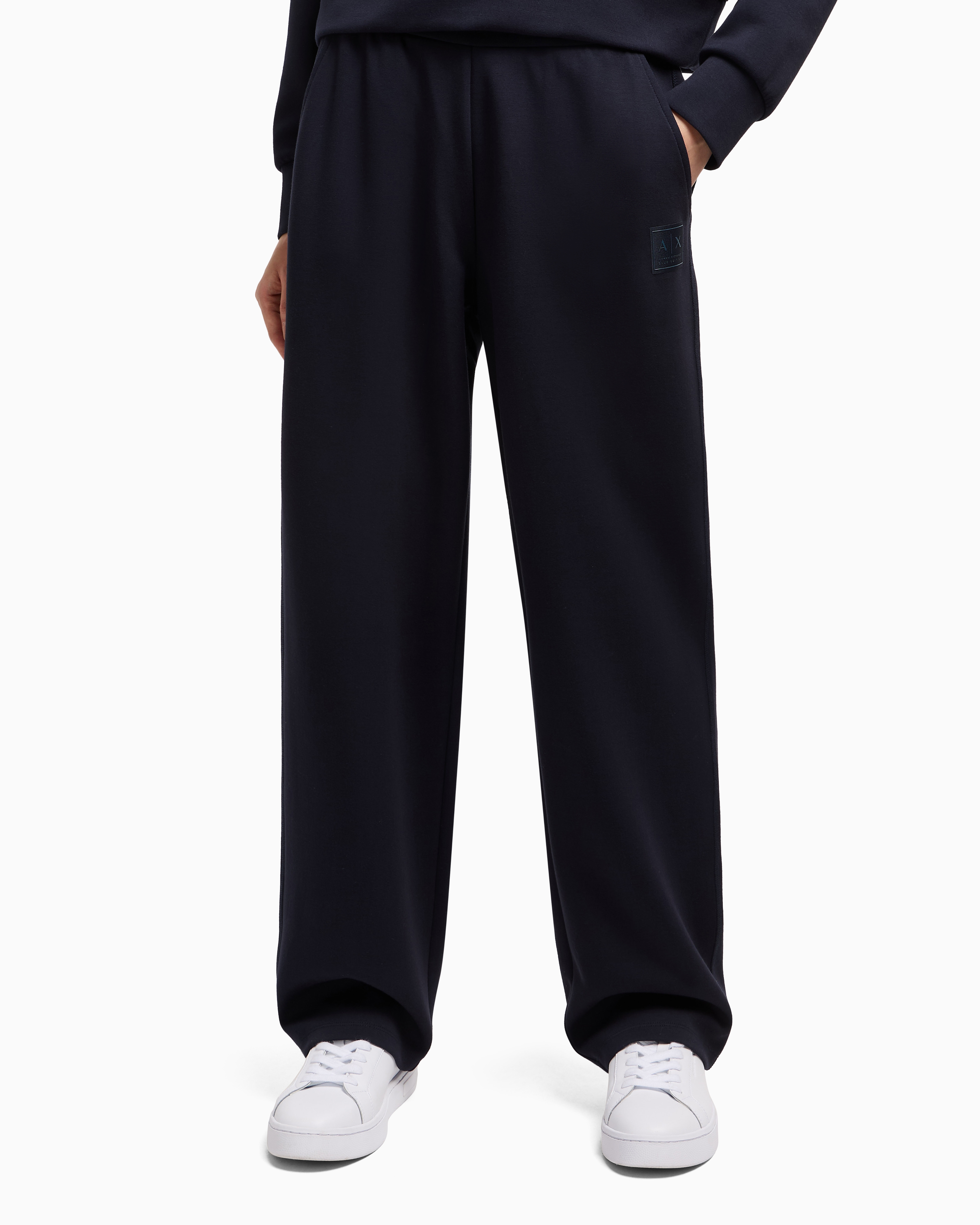 Armani Exchange - Oversized jogger trousers Blue Edition ASV, Woman, Navy_blue, Size: L