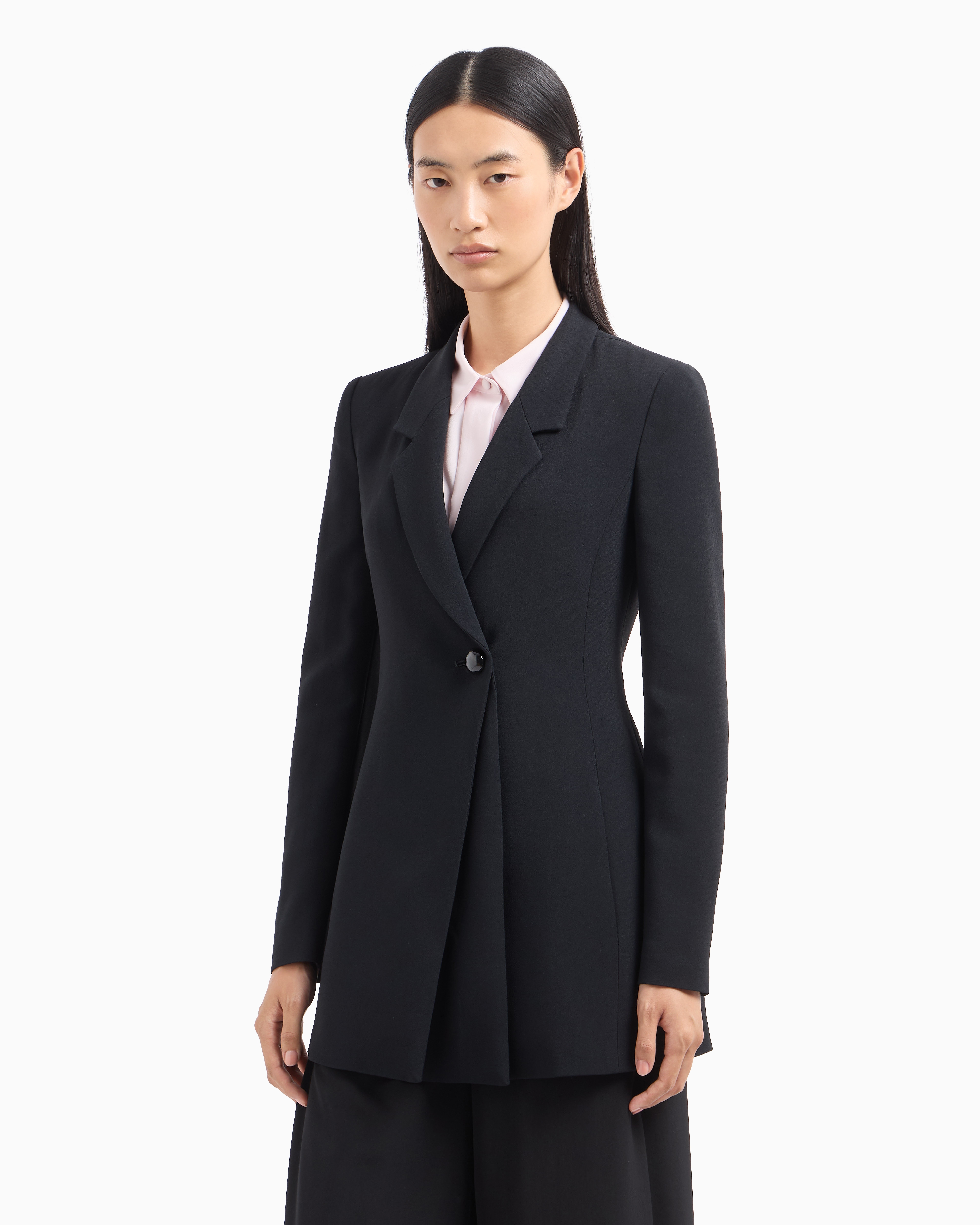 Single-breasted blazer in envers satin | Emporio Armani