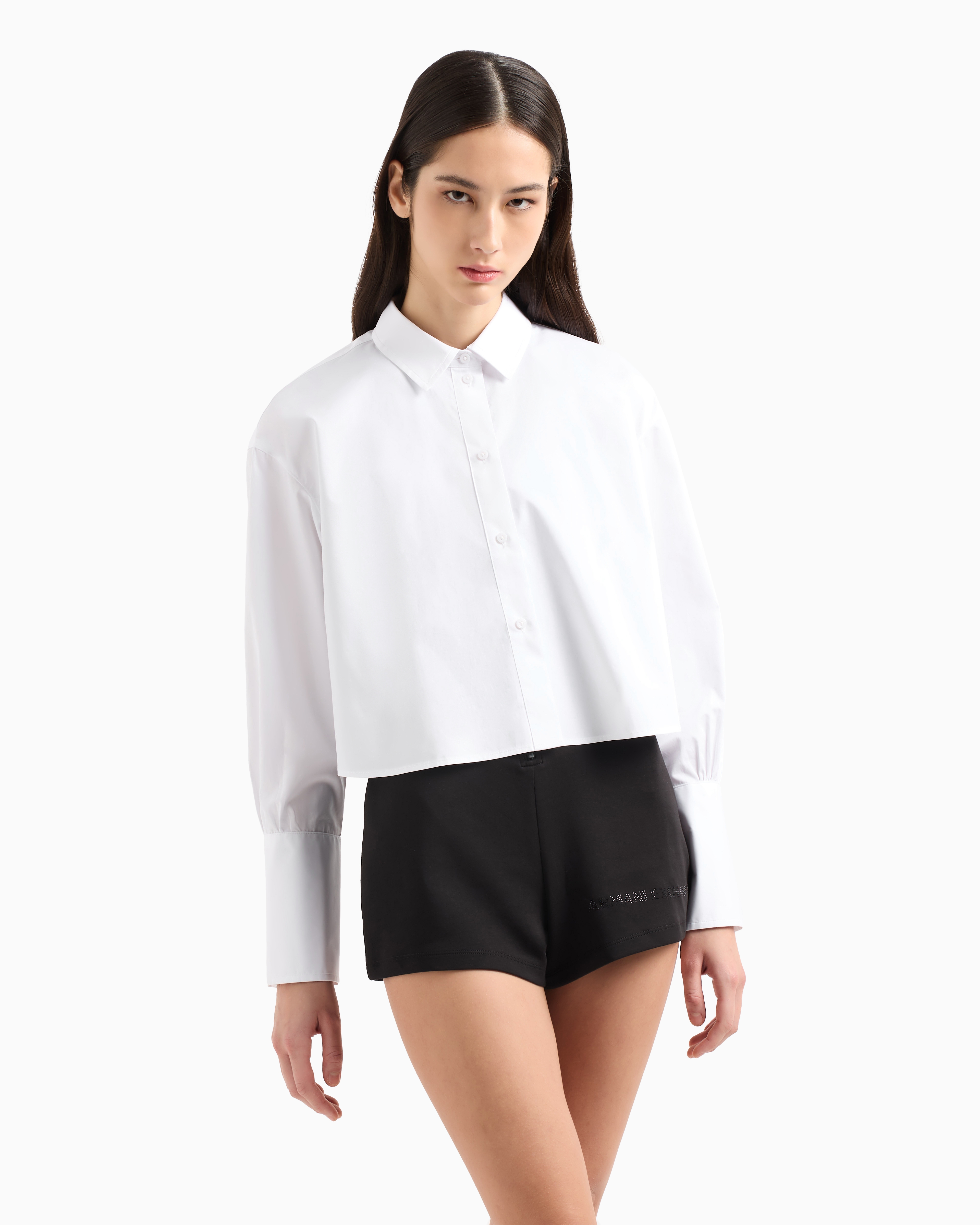 Armani Exchange - Short cotton shirt, Woman, White, Size: