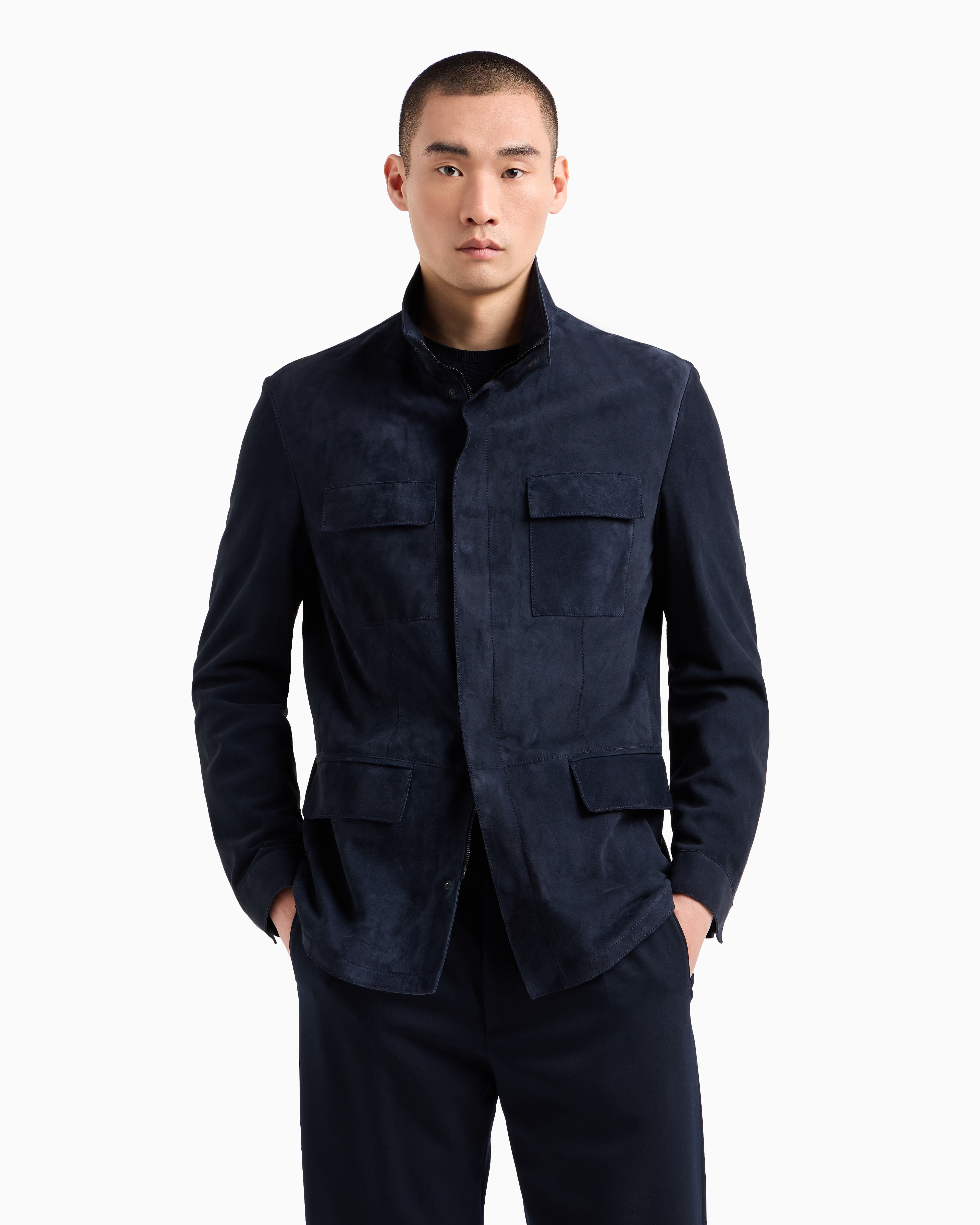 Giorgio Armani Suede Stand-collar Jacket