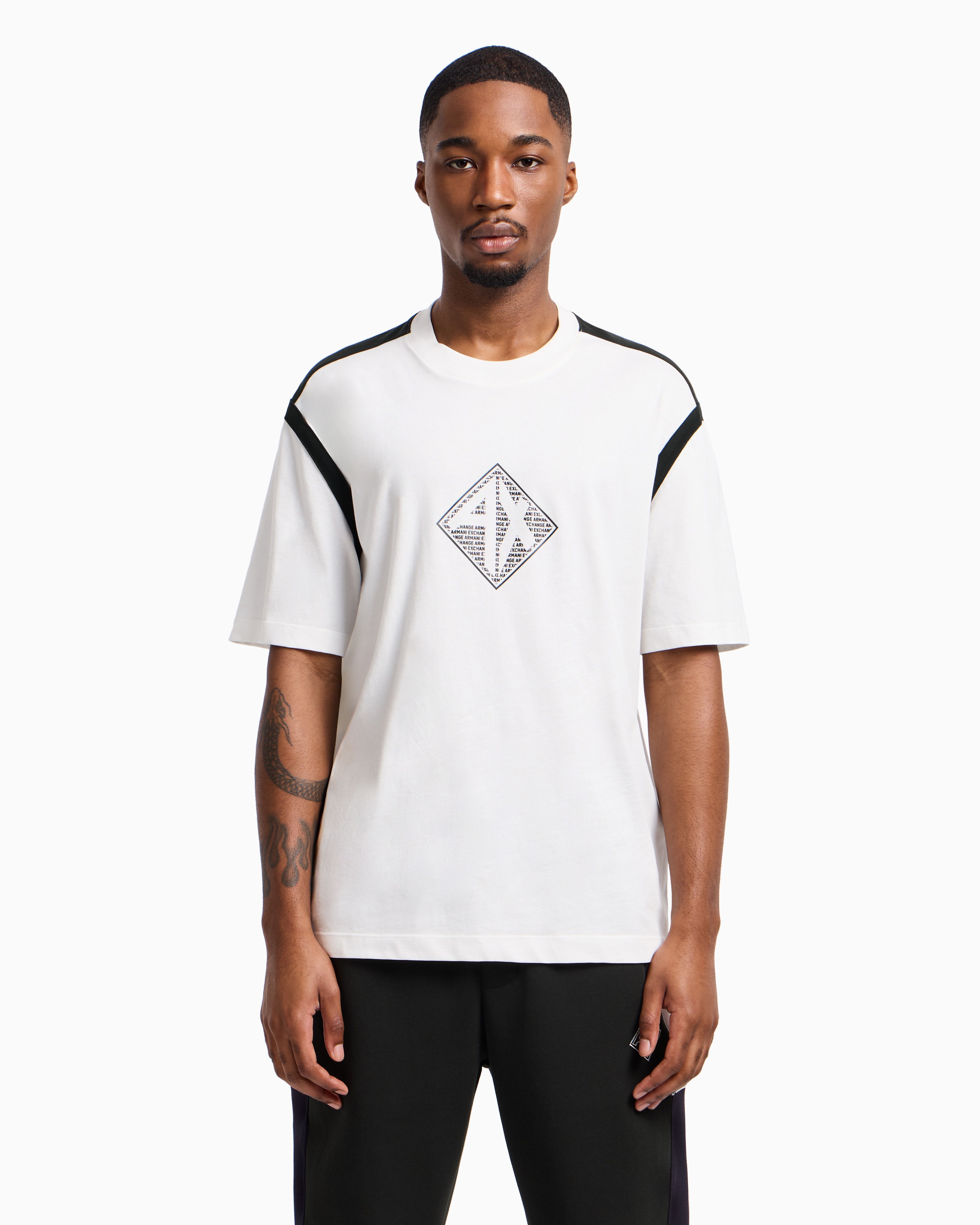 Armani Exchange - Regular fit T-shirt with logo print, Man, White, Size: