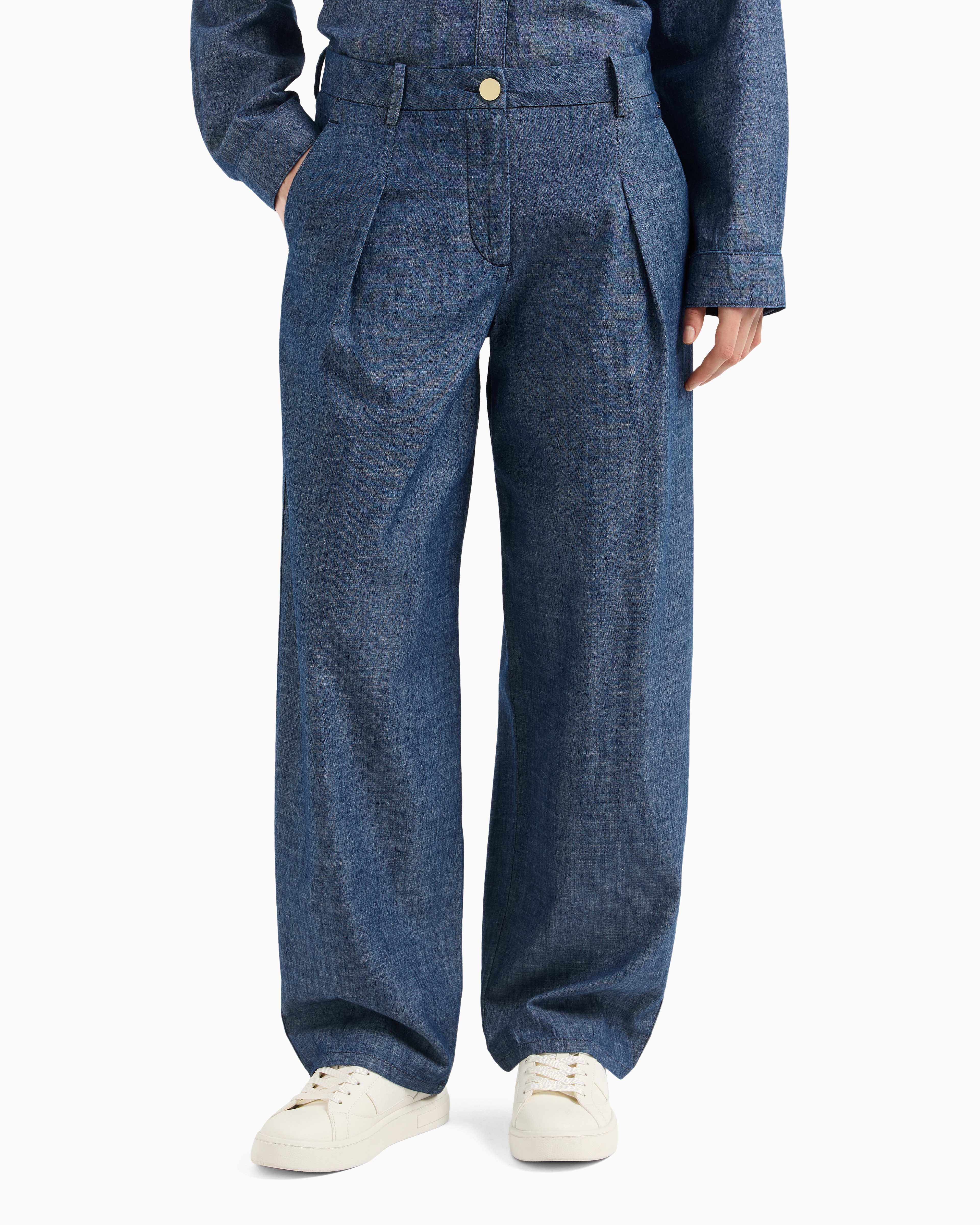 パンツ EMPORIO ARMANI 1tuck chambray slacks 48 XW000574_AF12895_MB002_E_SS202