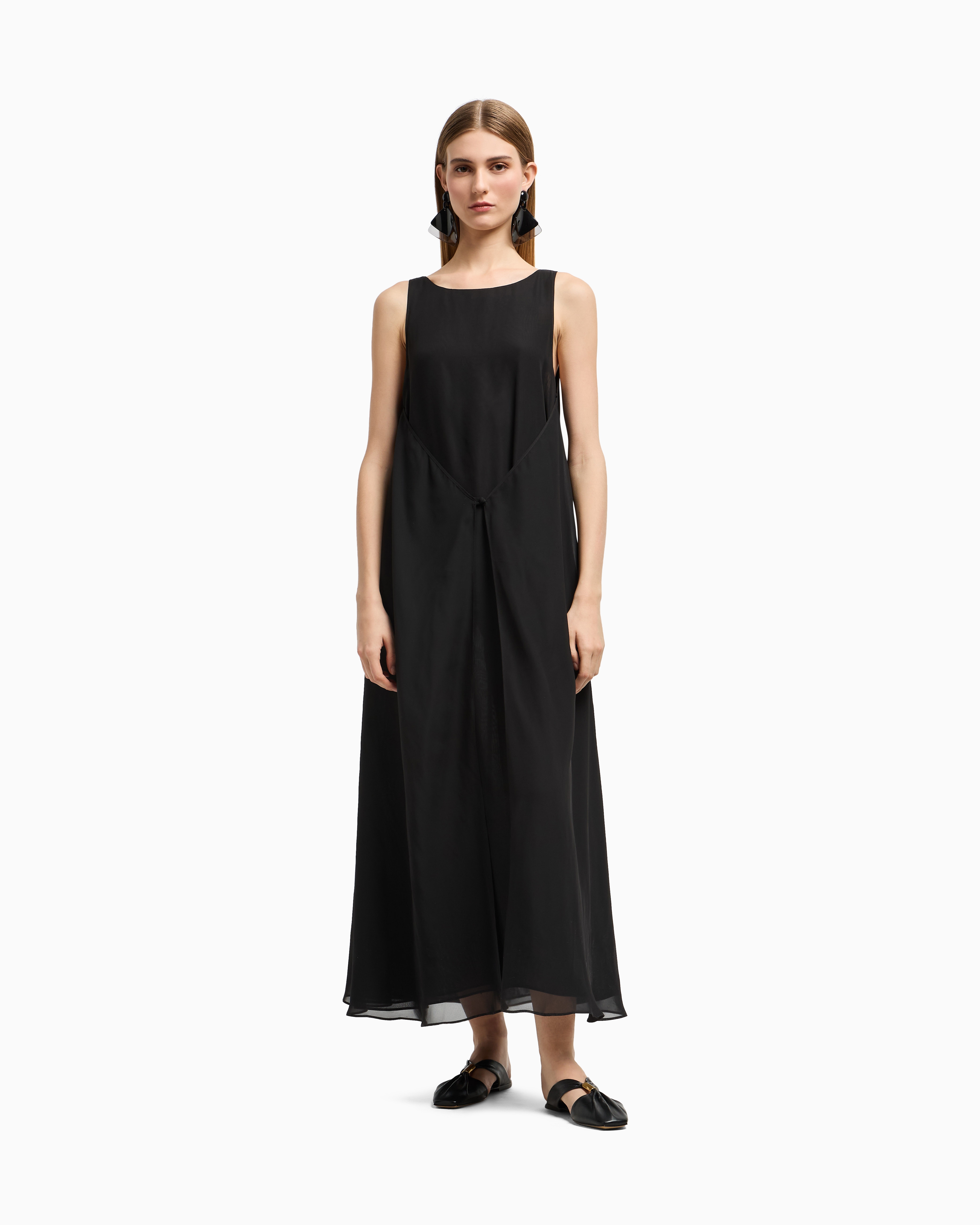 新品❣️タグ付　14万円❣️ EMPORIO ARMANI ロングワンピース　40 ツーピース風ロングドレス テクニカルジョーゼット | Emporio Armani