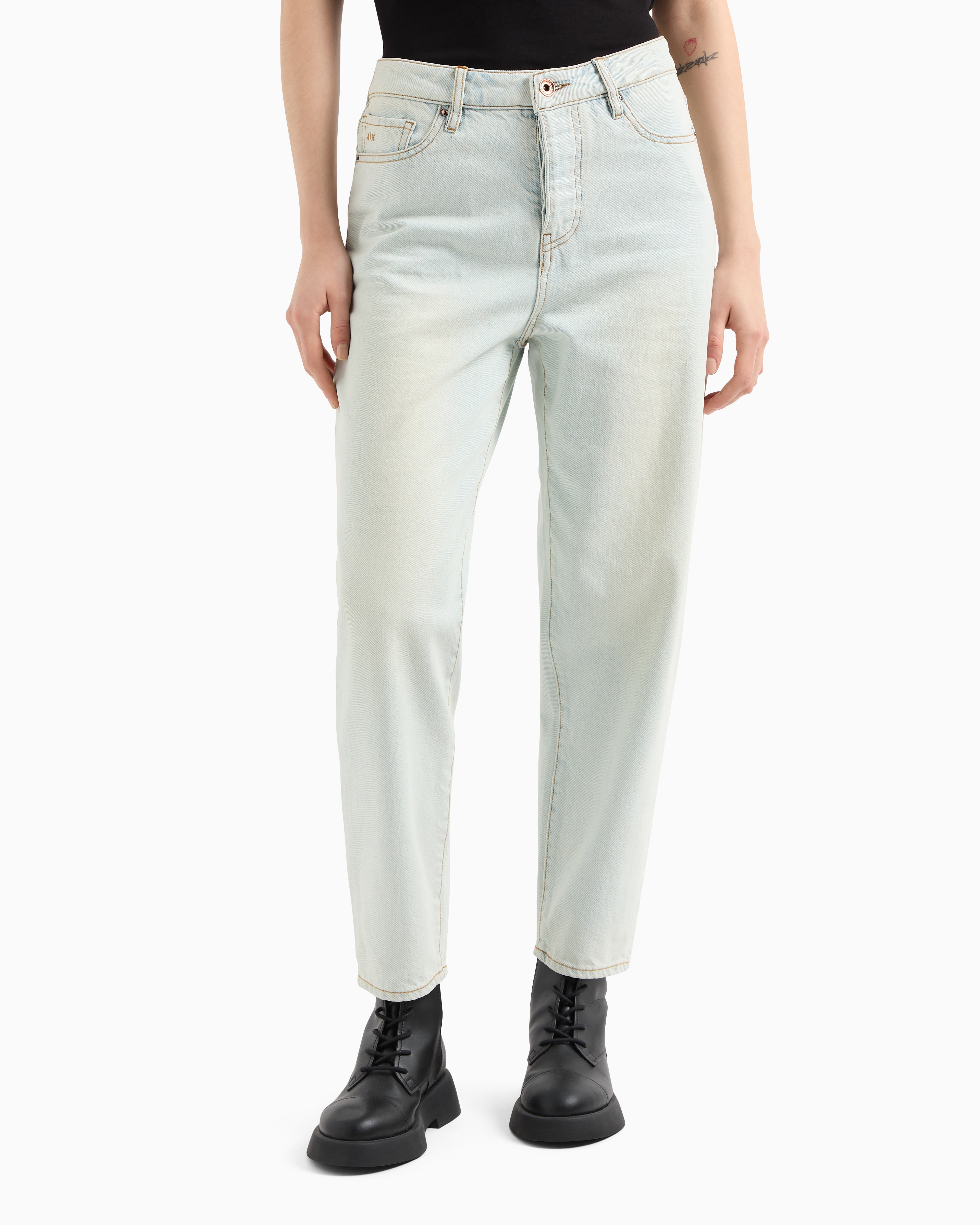 Armani Exchange - ASV Cotton Denim Carrot Fit Jeans, Woman, Blue, Size: