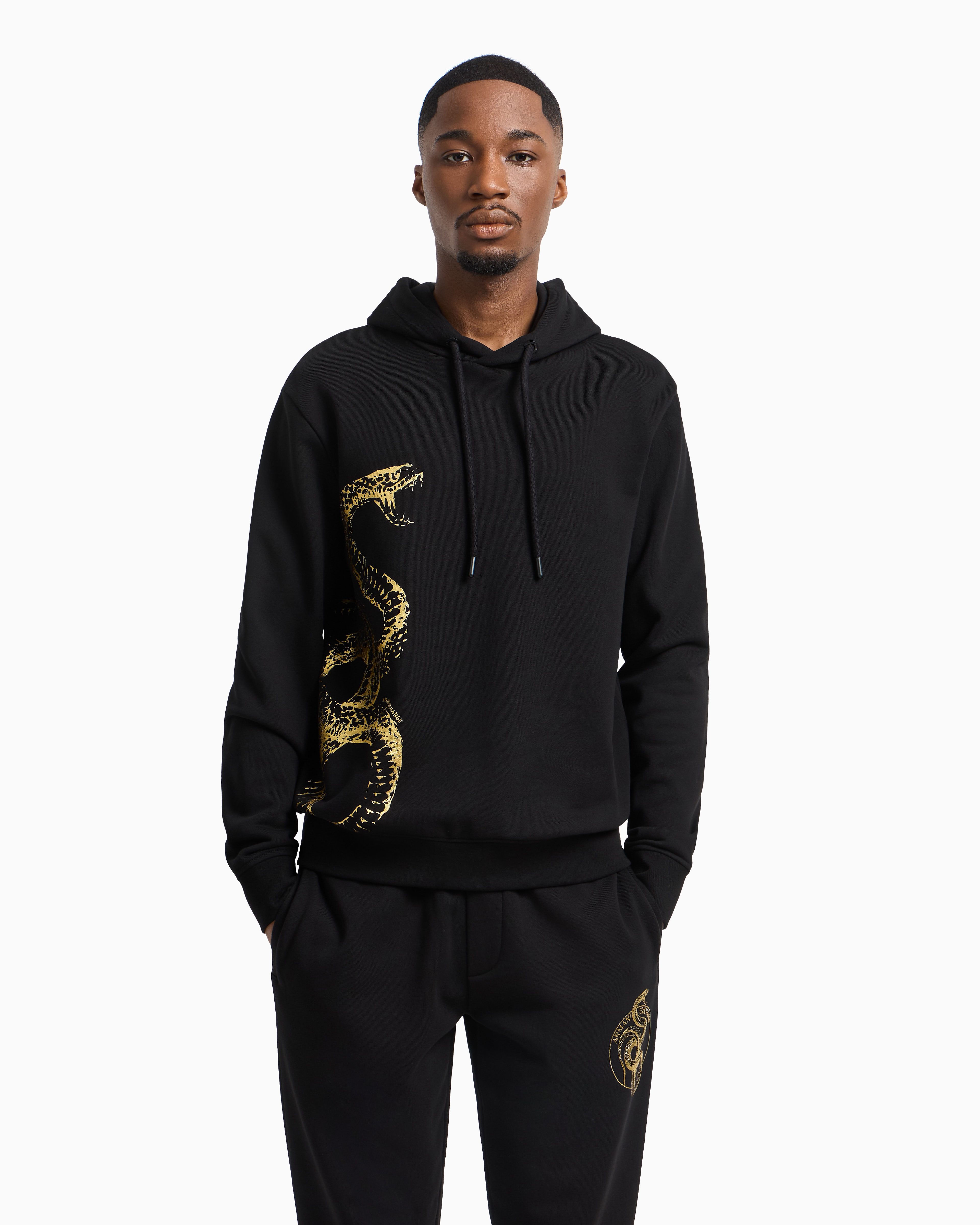 Armani Exchange - Hoodie with maxi print , Man, Black, Size: