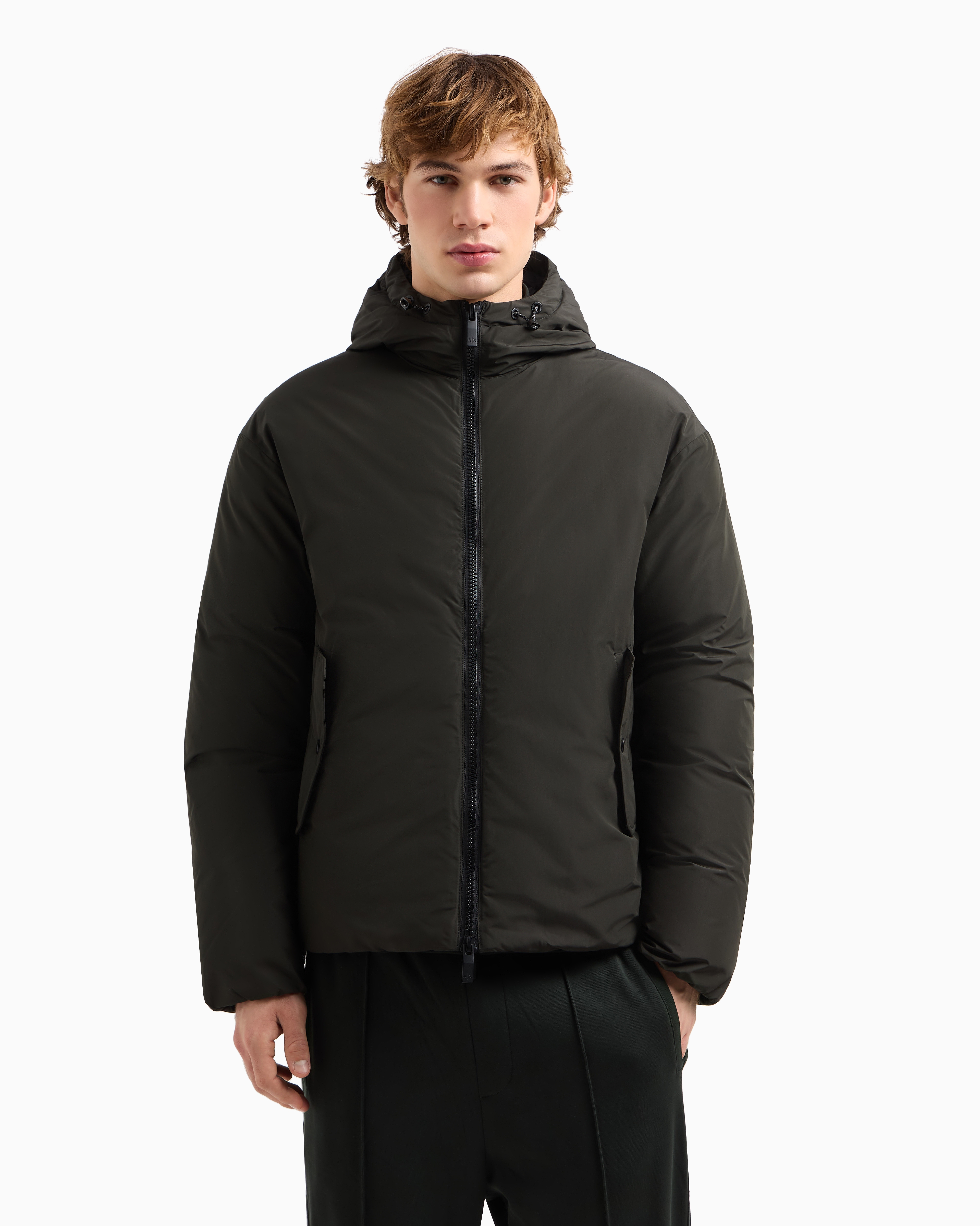 Armani Exchange - Padded jacket with hood, Man, Green, Size: