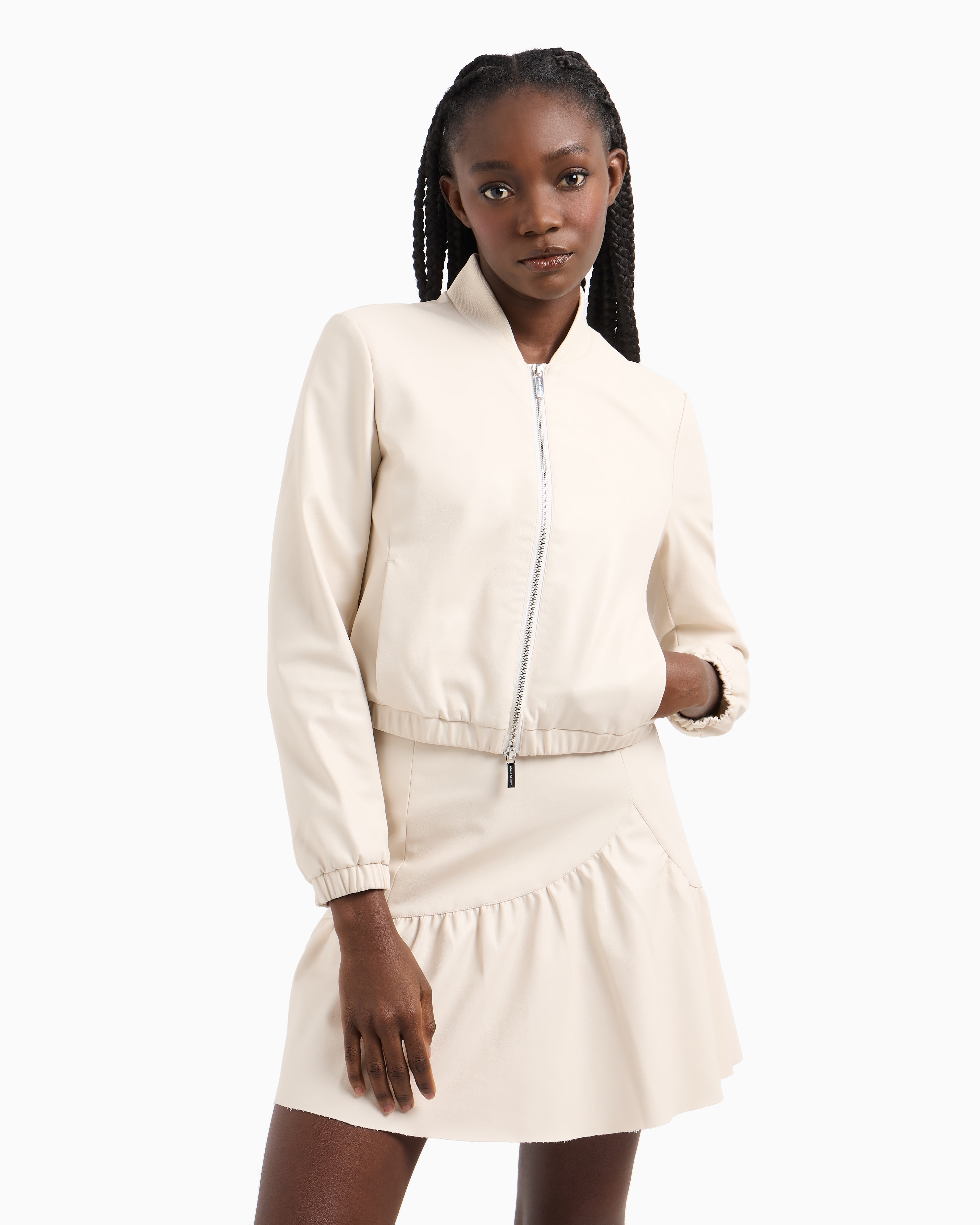 Armani Exchange - ASV Faux Leather Jacket, Woman, White, Size: