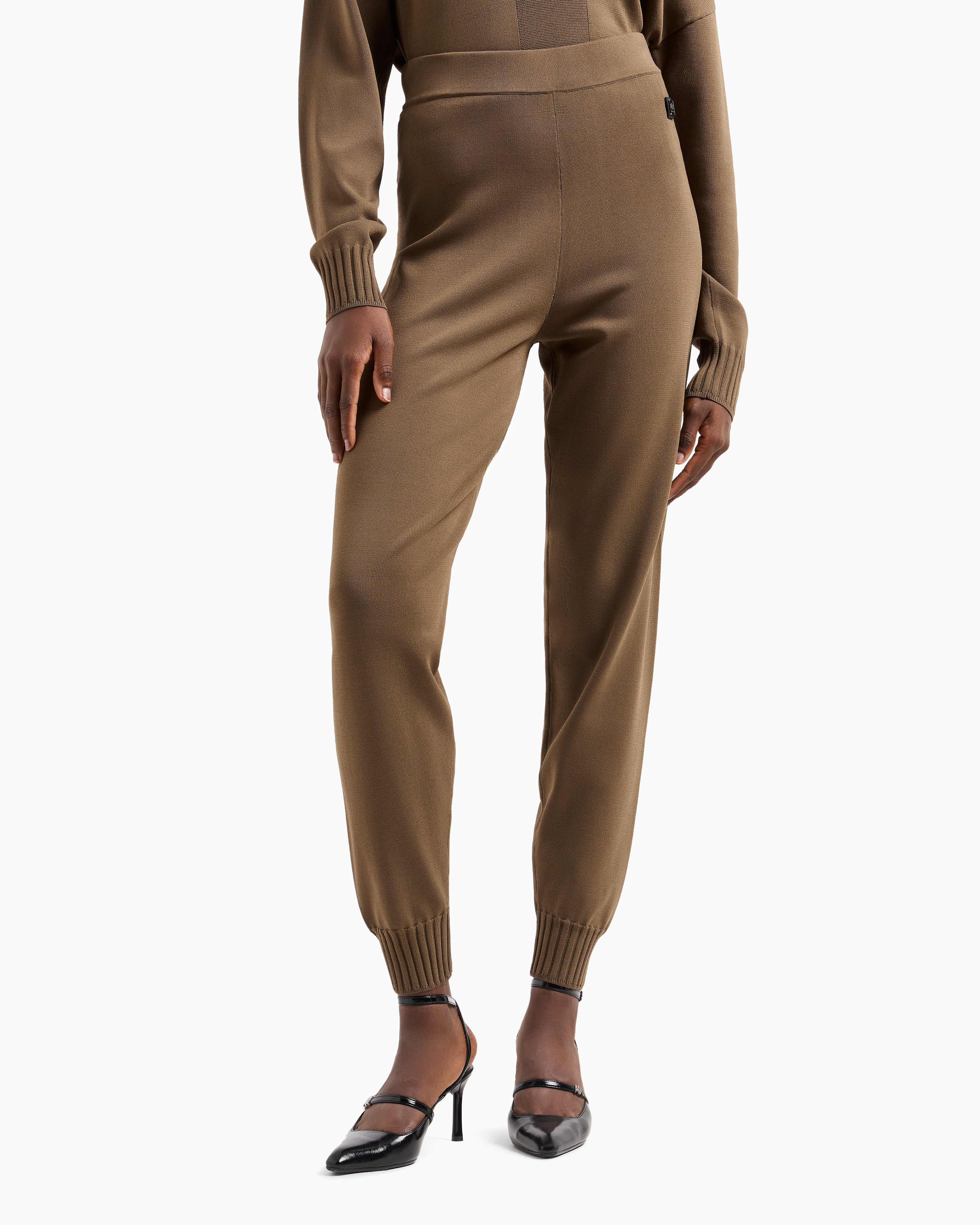 Armani Exchange - ASV Knitted Pants, Woman, Brown, Size: