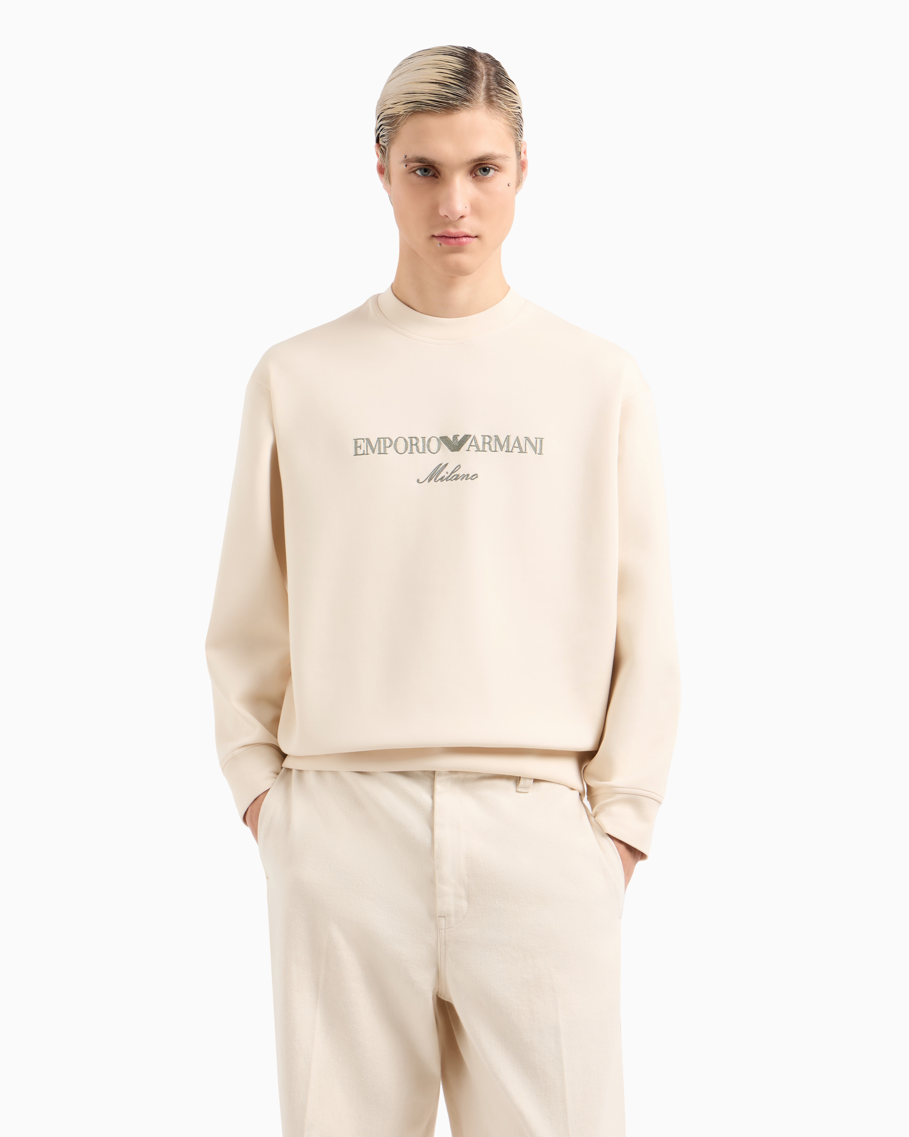 Emporio Armani◆ASV ジャージー スウェットシャツ 国内未入荷 ASV スウェットシャツ ダブルジャージー ロゴ刺繍 | Emporio Armani