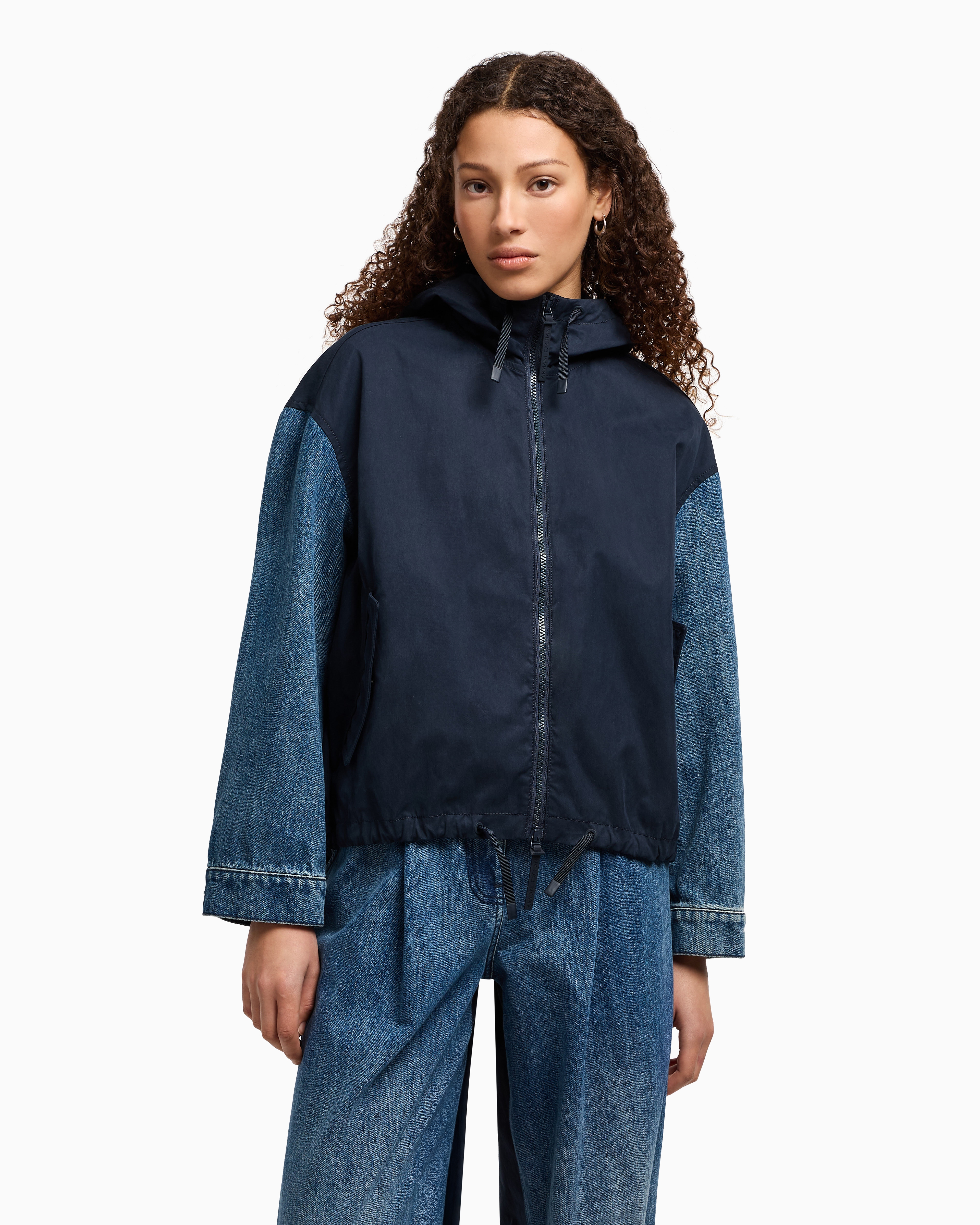 Armani Exchange - Blouson twill and denim, Woman, Blue, Size:
