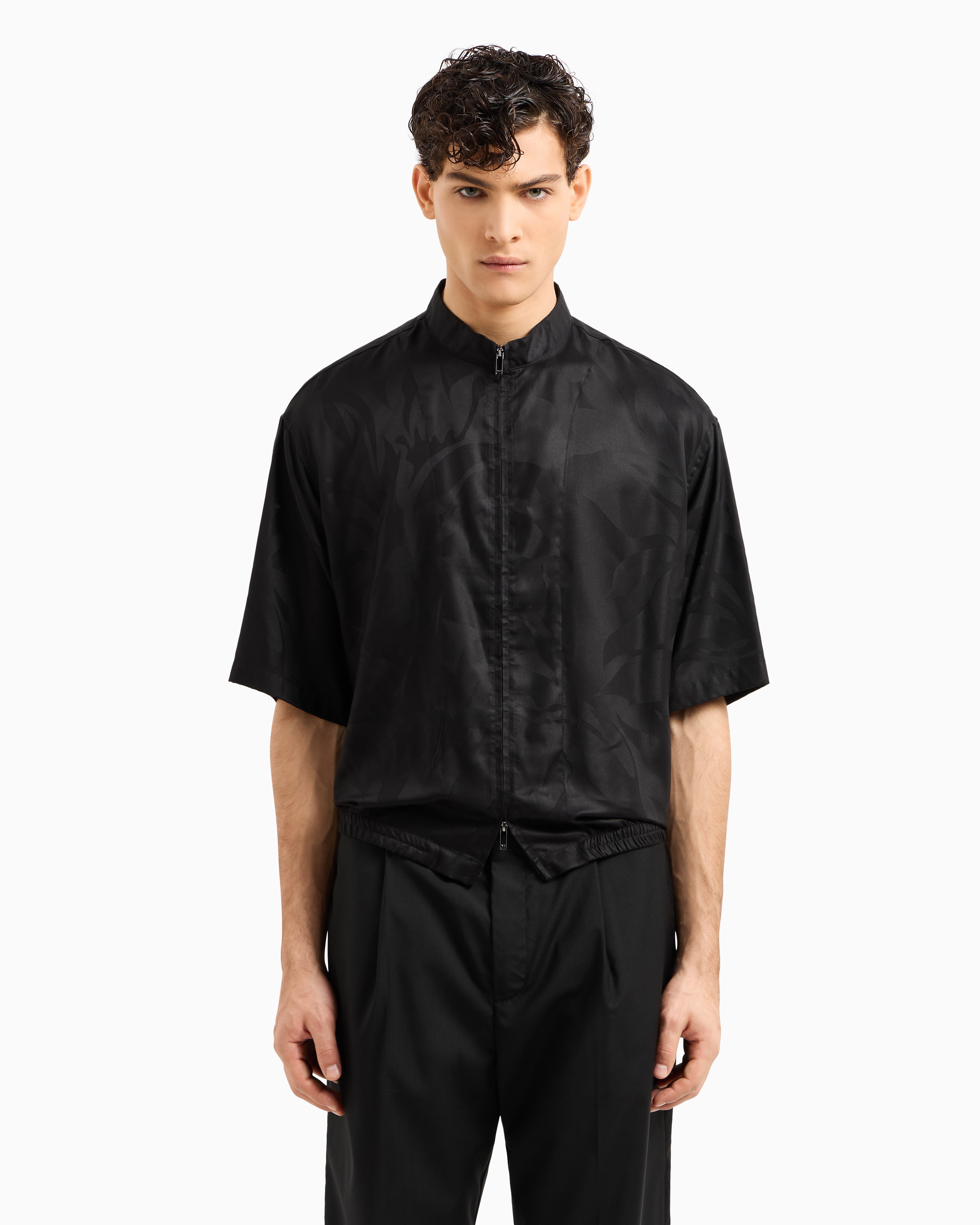 ASV full-zip shirt jacket in oversized floral Lyocell