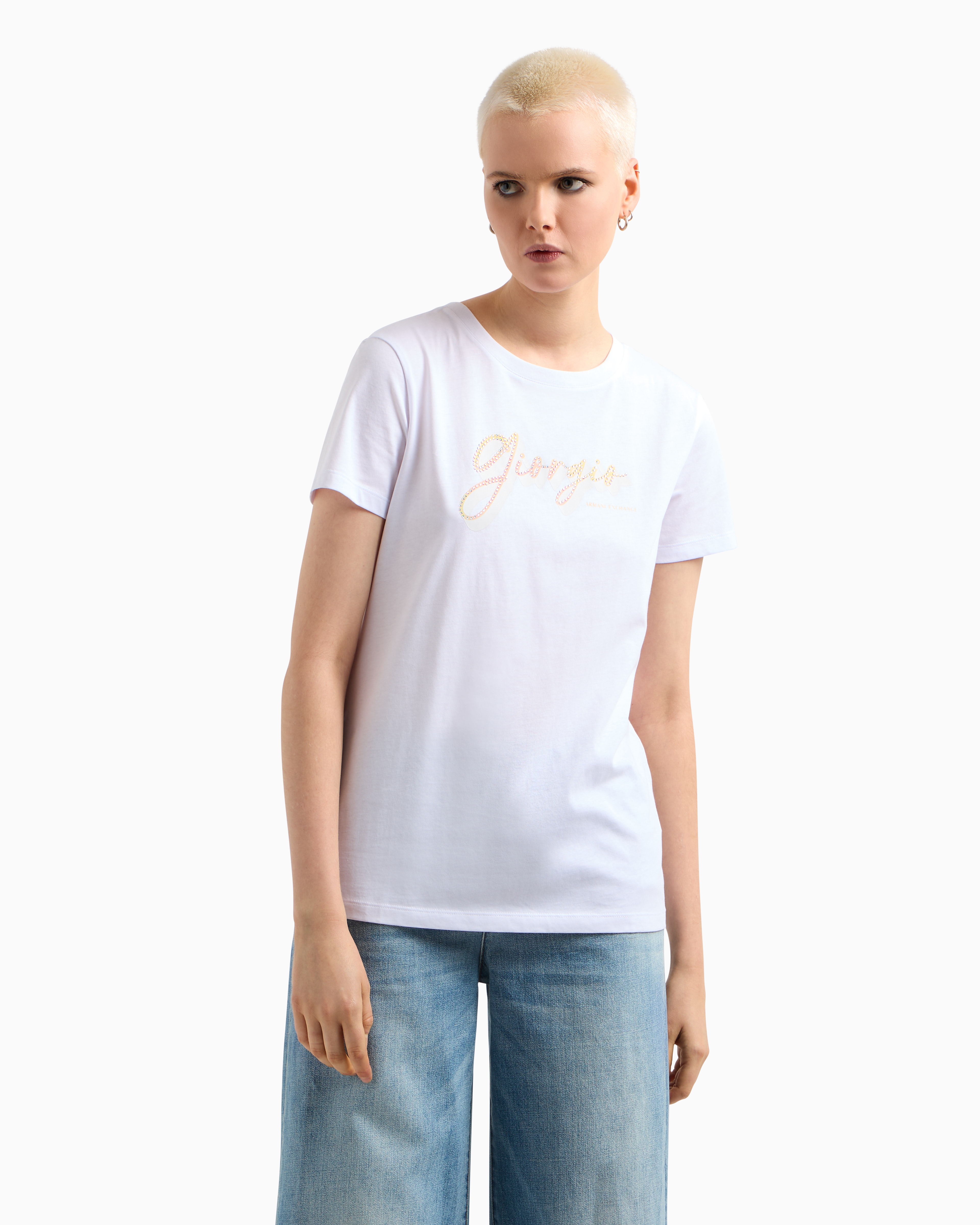 Armani Exchange - Giorgio regular fit T-shirt, Woman, White, Size: