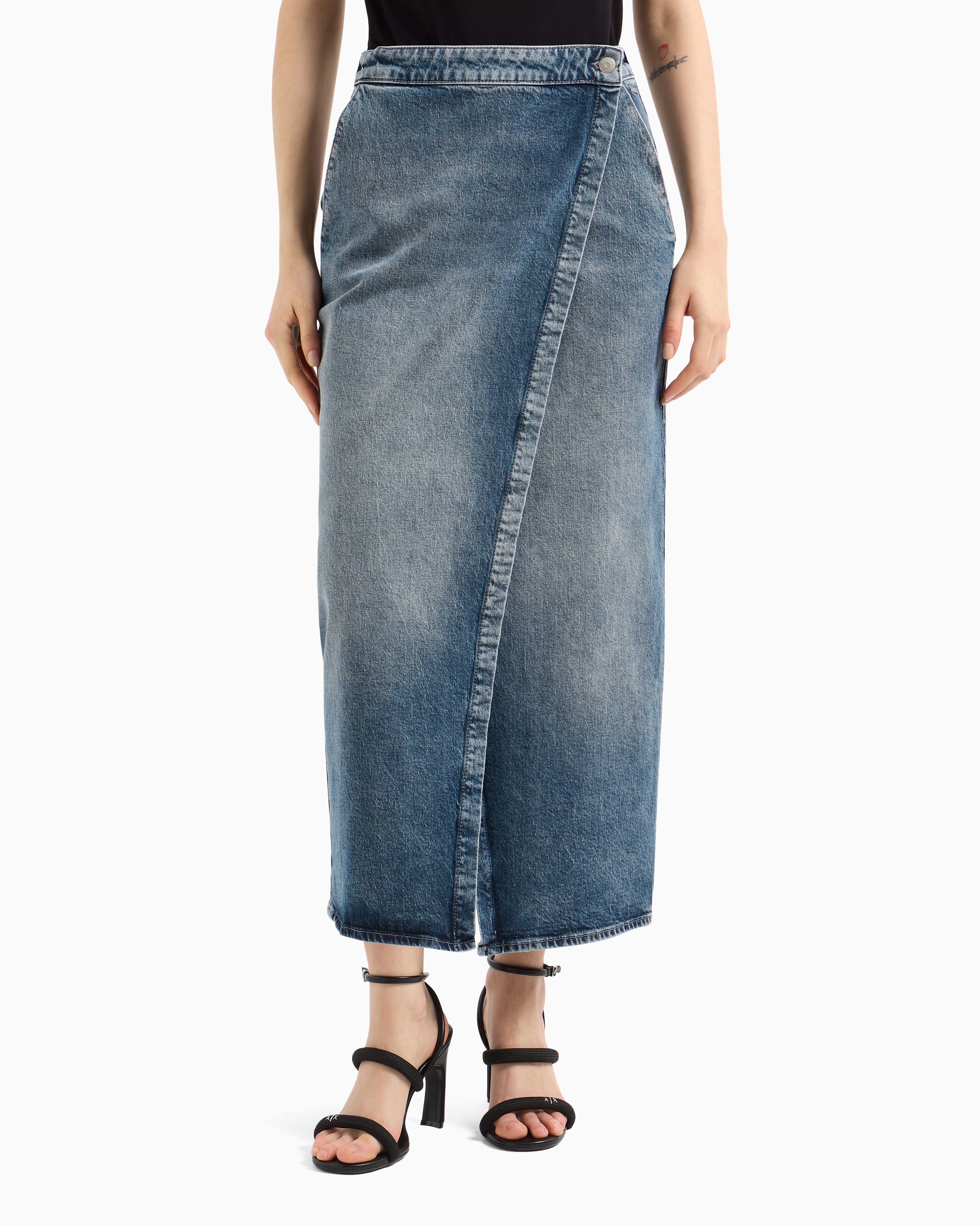 Armani Exchange - Midi Skirts, Woman, Blue, Size: 4