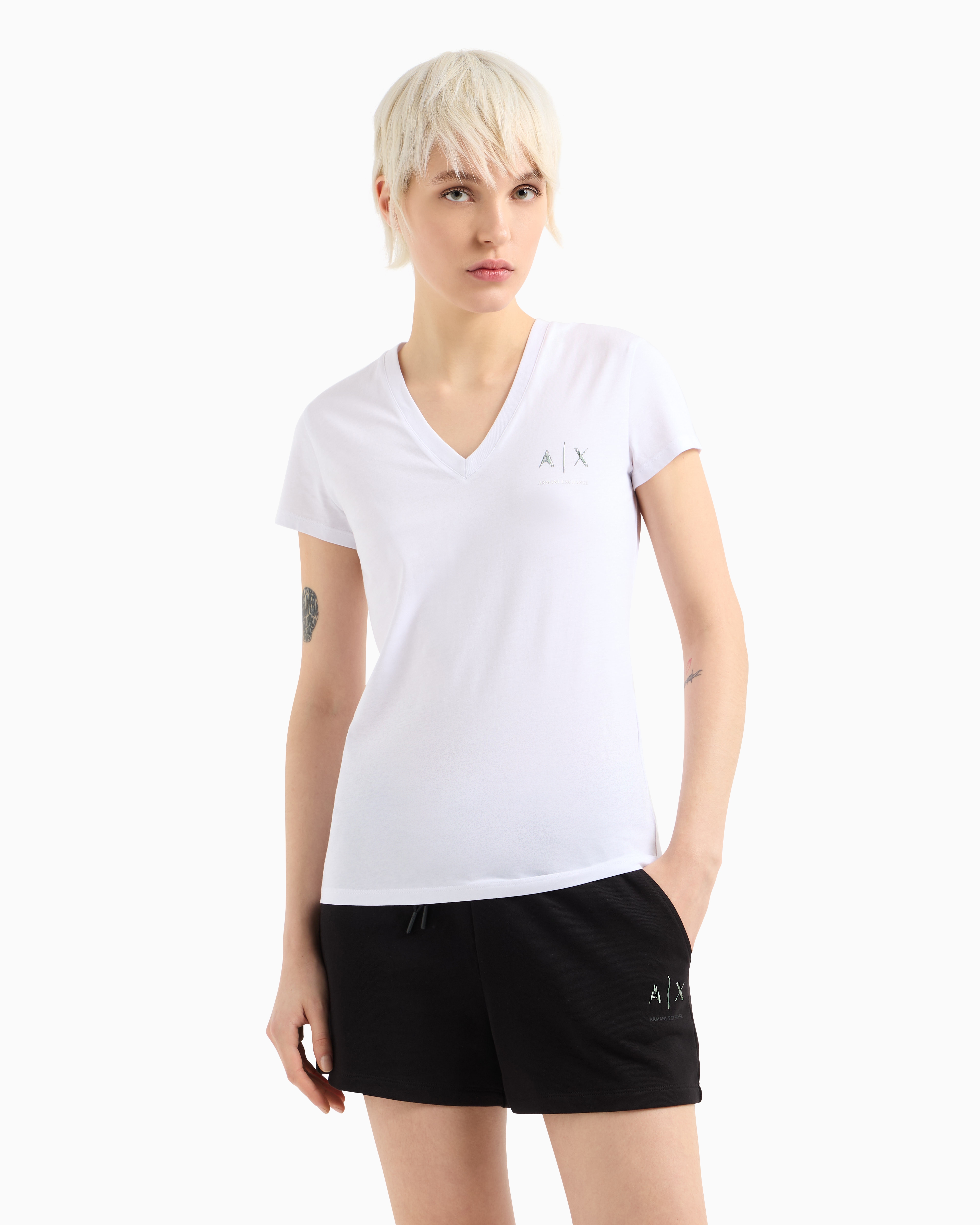 Armani Exchange - Slim Fit T-Shirts, Woman, White, Size: