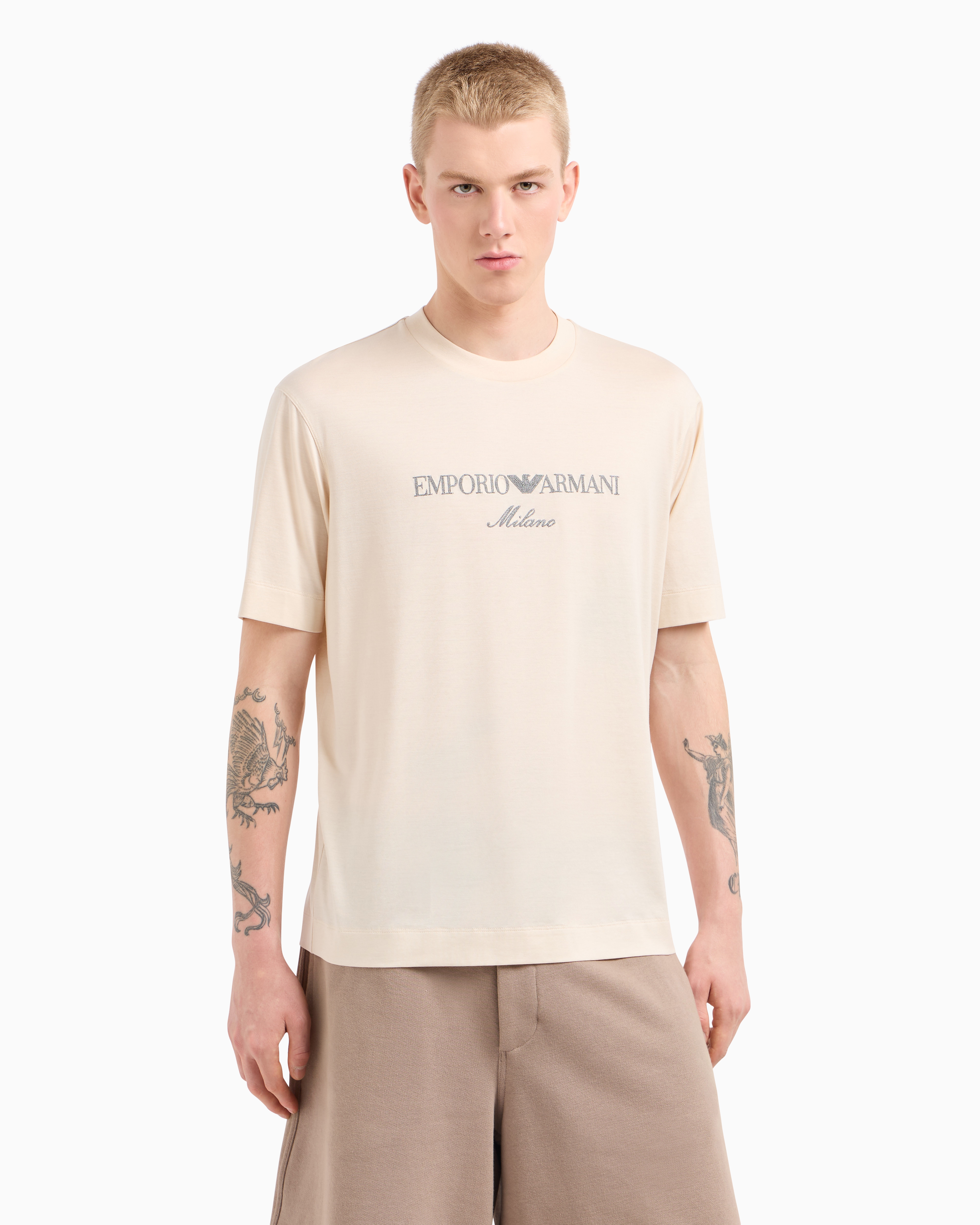 新品☆EMPORIO ARMANI☆Tシャツ☆M/L☆ホワイトxアイスプリント Amazon | [エンポリオアルマーニ] Tシャツ 胸ロゴ クルーネック