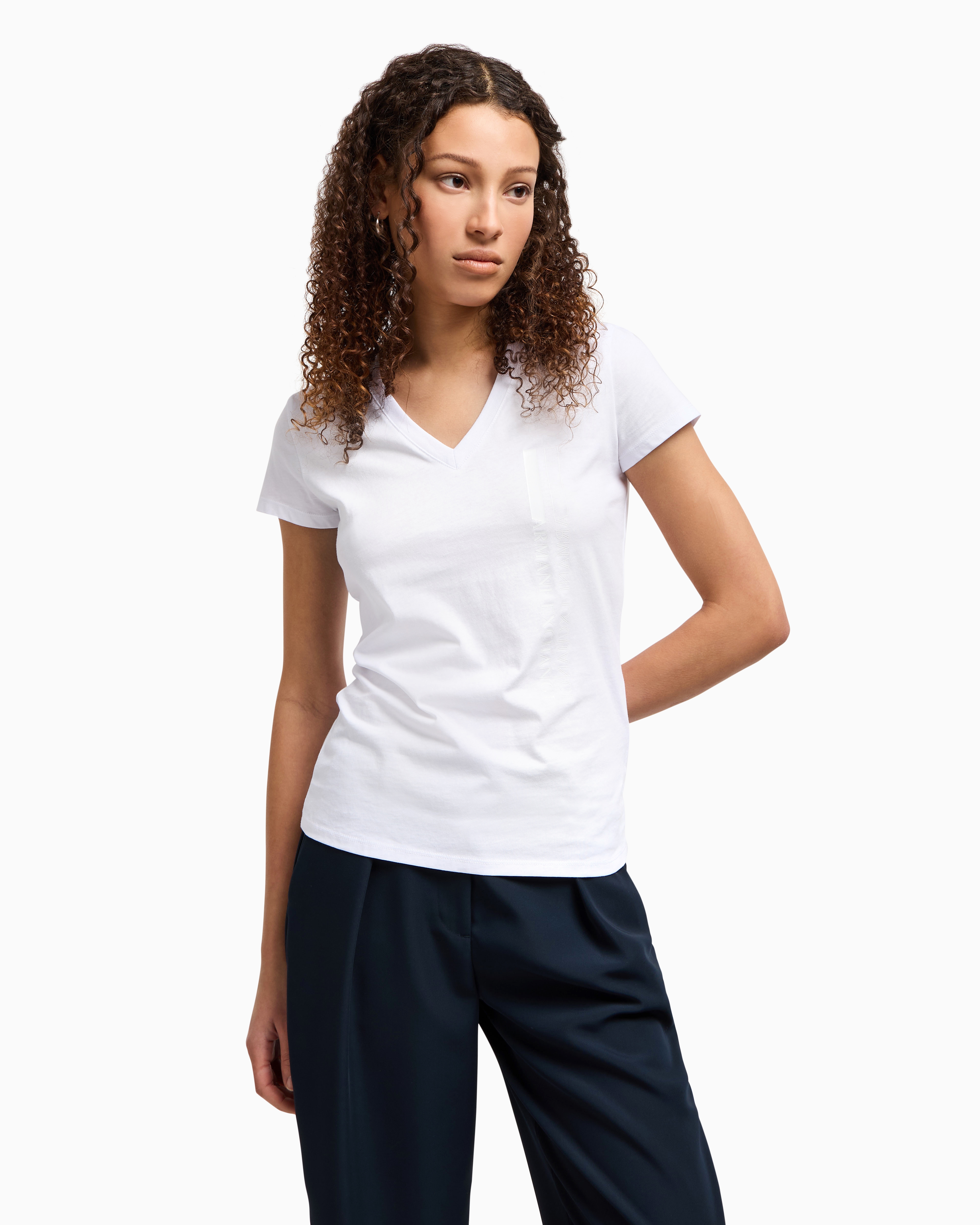 Armani Exchange - Slim Fit T-Shirts, Woman, White, Size: