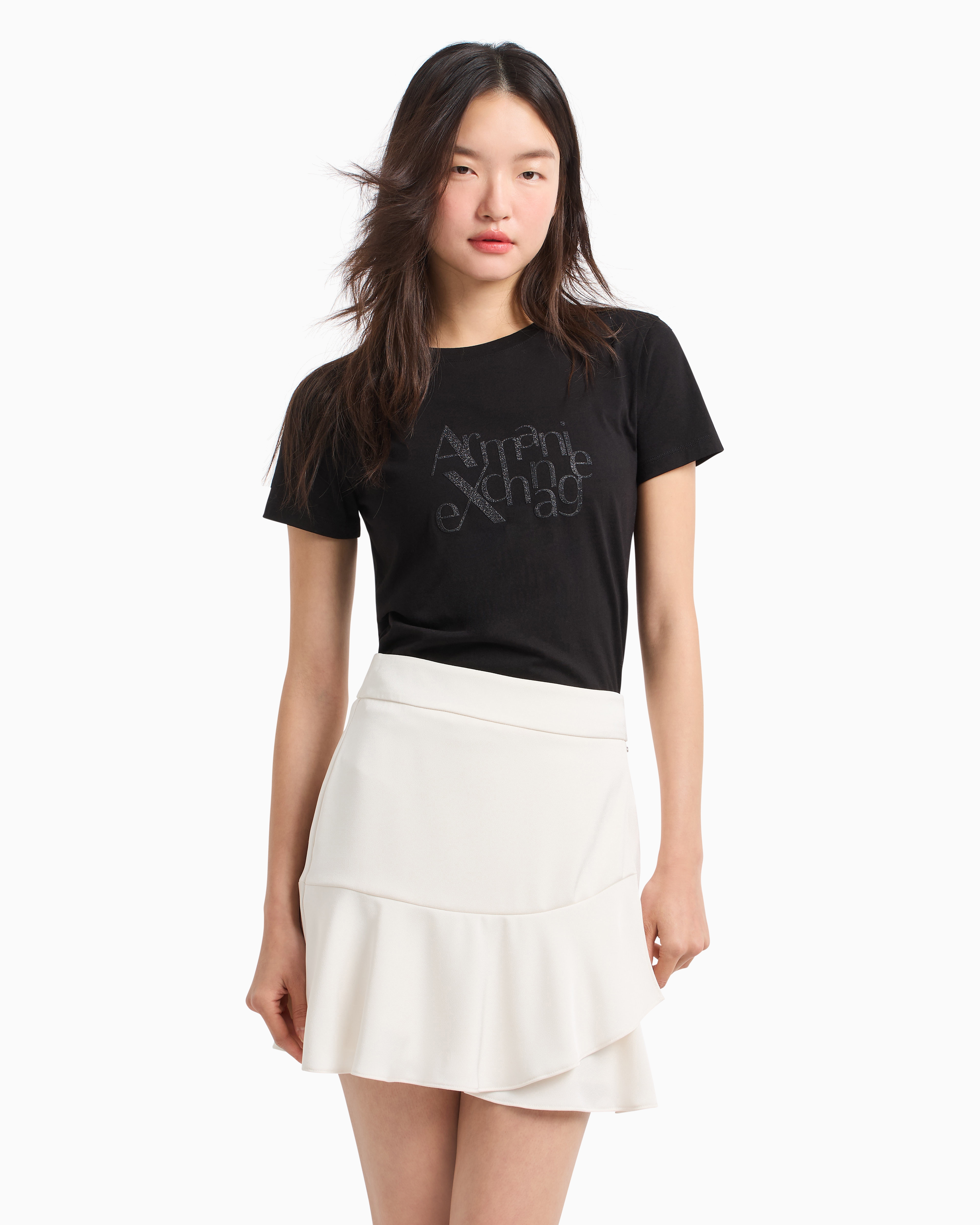 Armani Exchange - Mini skirt matte satin fabric, Woman, White, Size: