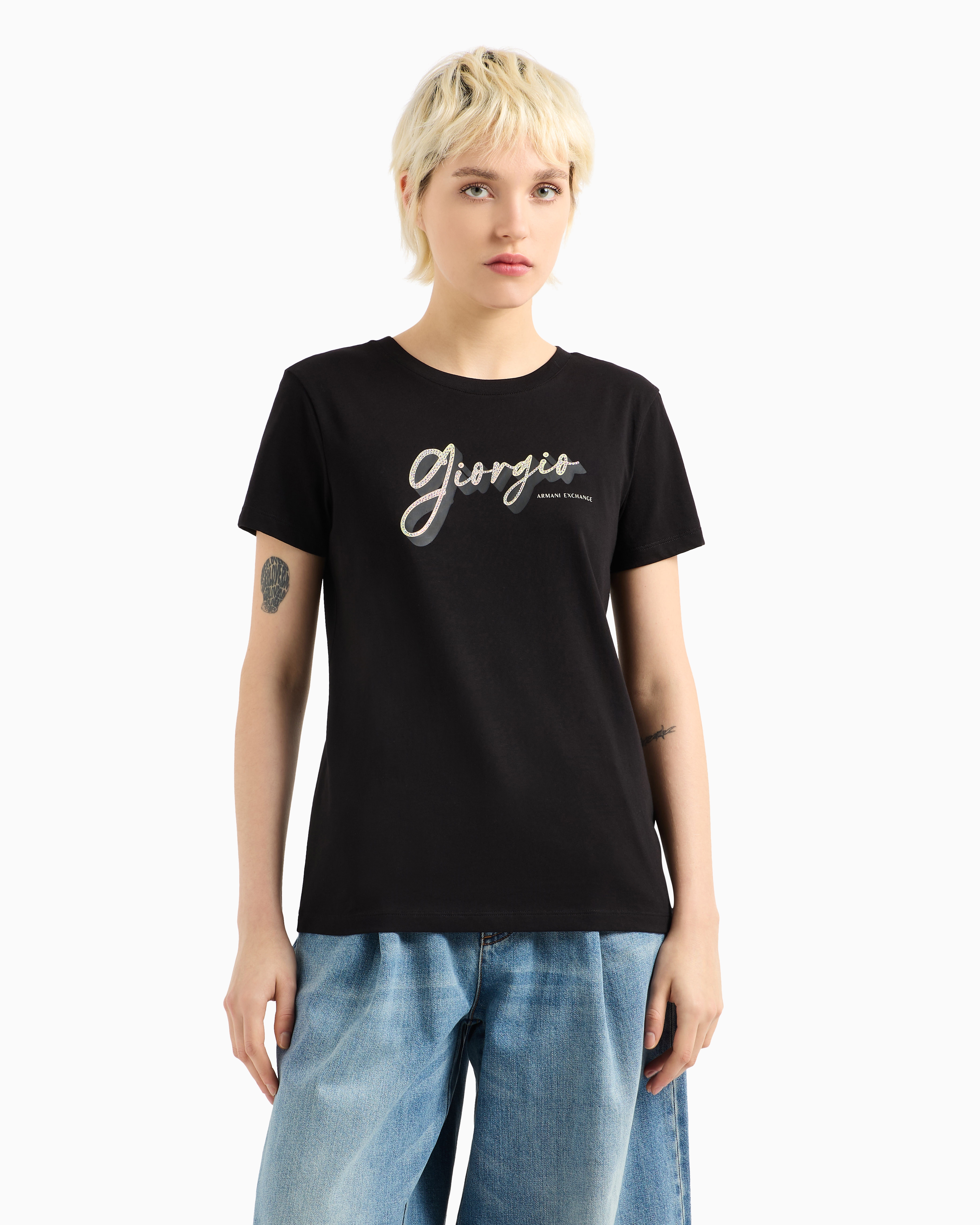 Armani Exchange Regular Fit T-shirts In Black