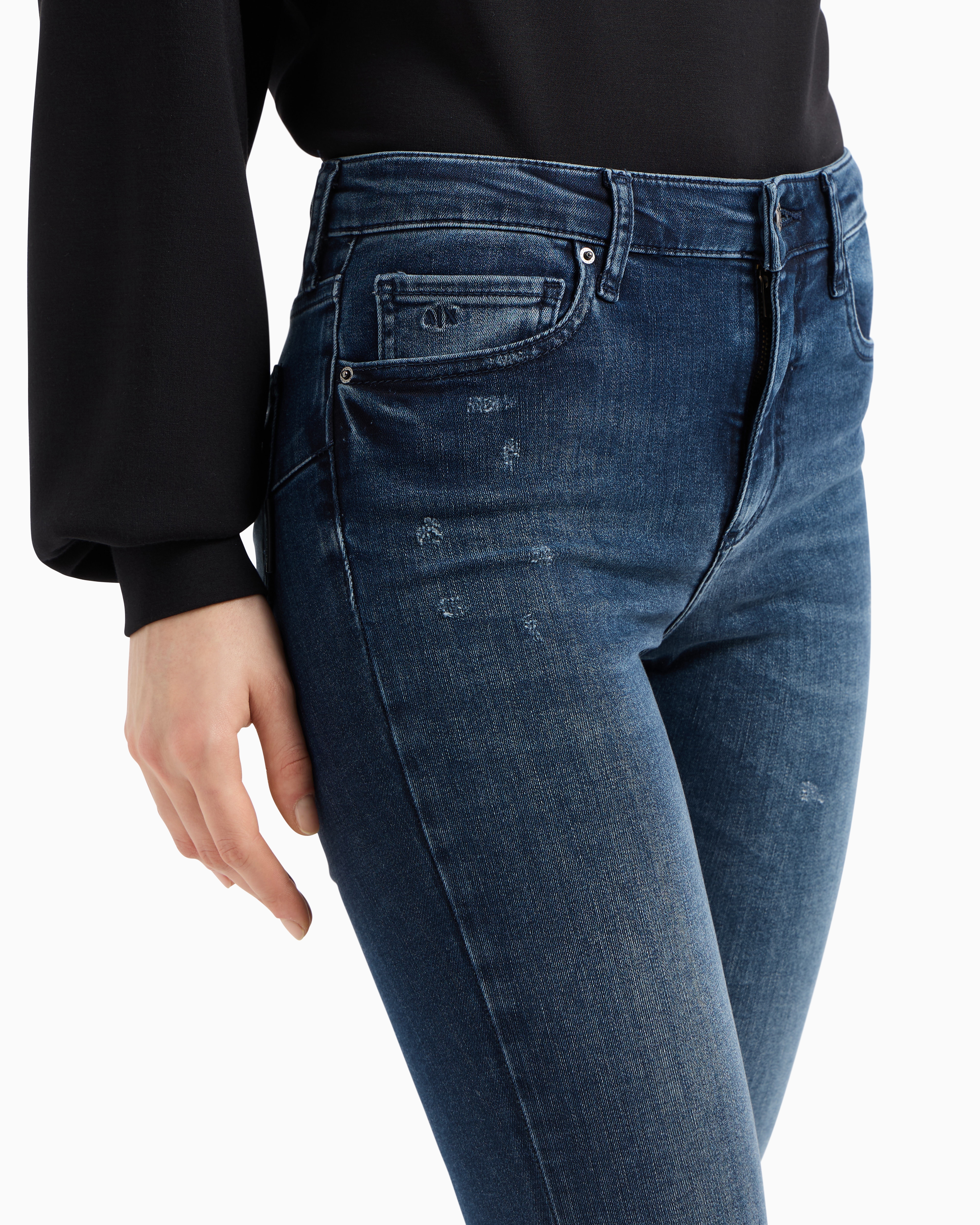 Armani Exchange - J69 super skinny jeans stretch denim, Woman, Blue, Size: